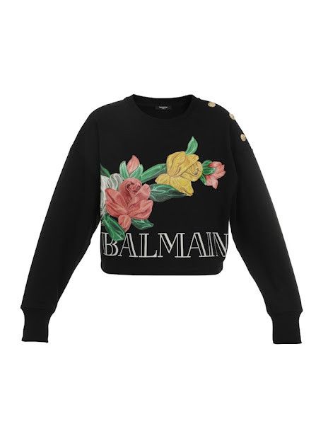 o1s1wg110825 Sweatshirt With Rose Print in Black