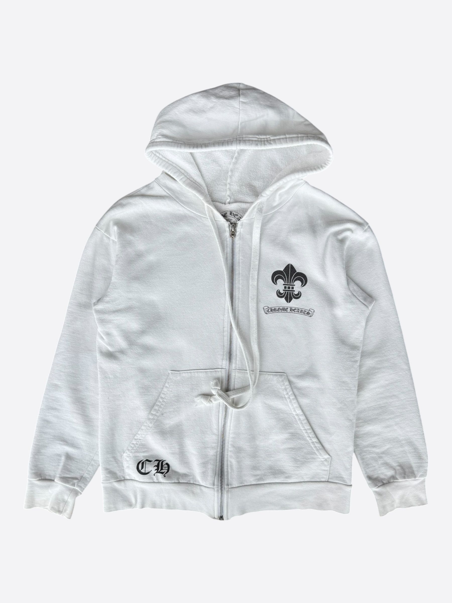 Chrome Hearts Chrome Hearts White & Black Fleur De Lis Logo Zip Up Hoodie Size US S / EU 44-46 / 1 - 1 Thumbnail