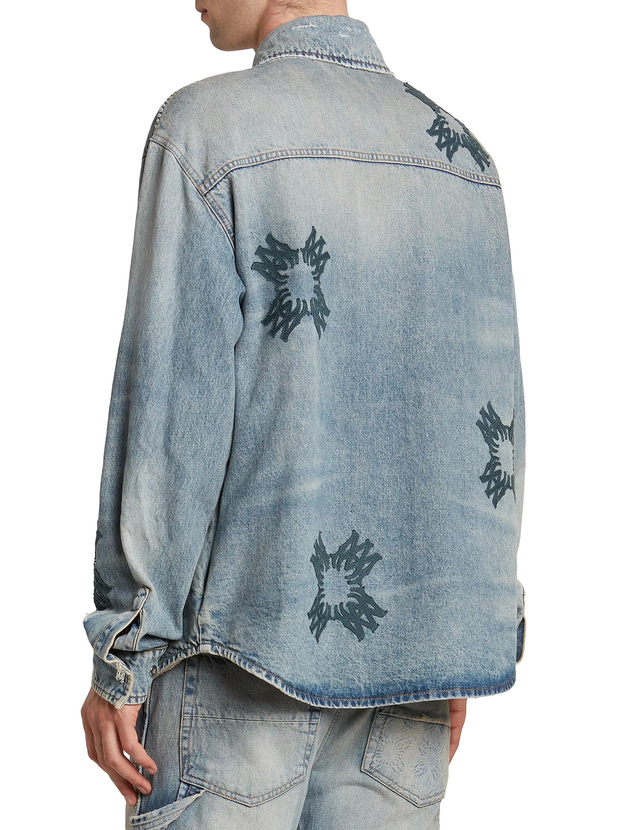 Amiri os11x0625 Ma Quad Denim Logo Shirt in Antique Indigo Size US M / EU 48-50 / 2 - 5 Thumbnail