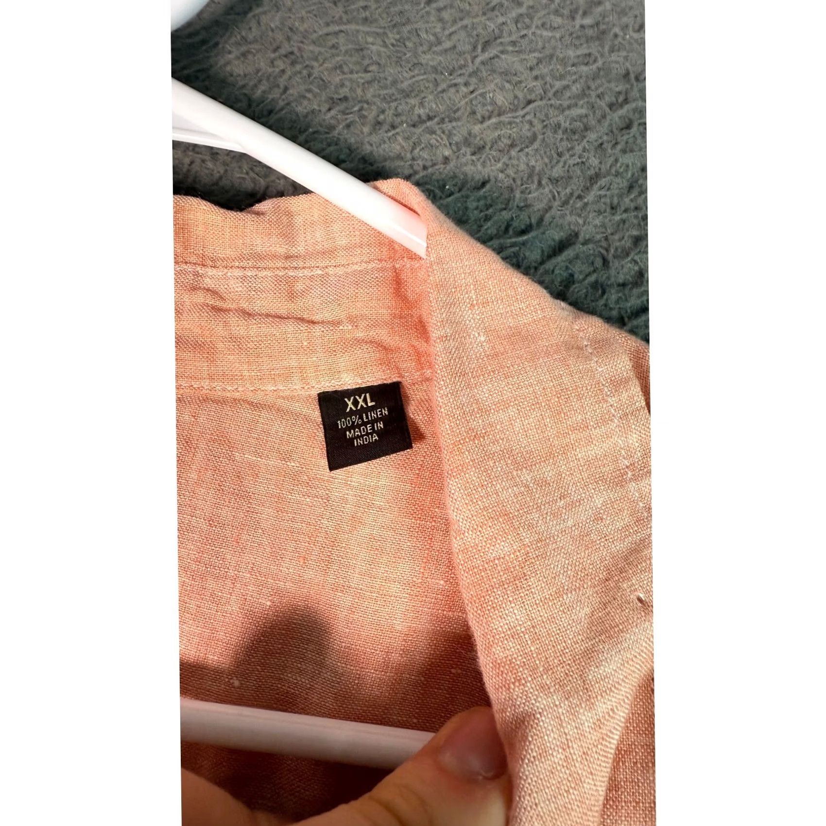 Tasso Elba Tasso Elba Linen Button Up Shirt Short Sleeve Casual Peach XXL Size US XXL / EU 58 / 5 - 4 Thumbnail