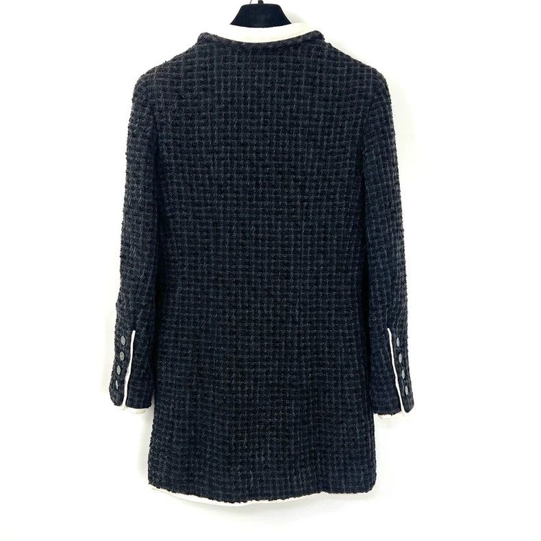 Chanel Chanel Black and white fine tweed coat Size XXS / US 00 / IT 34 - 2 Thumbnail