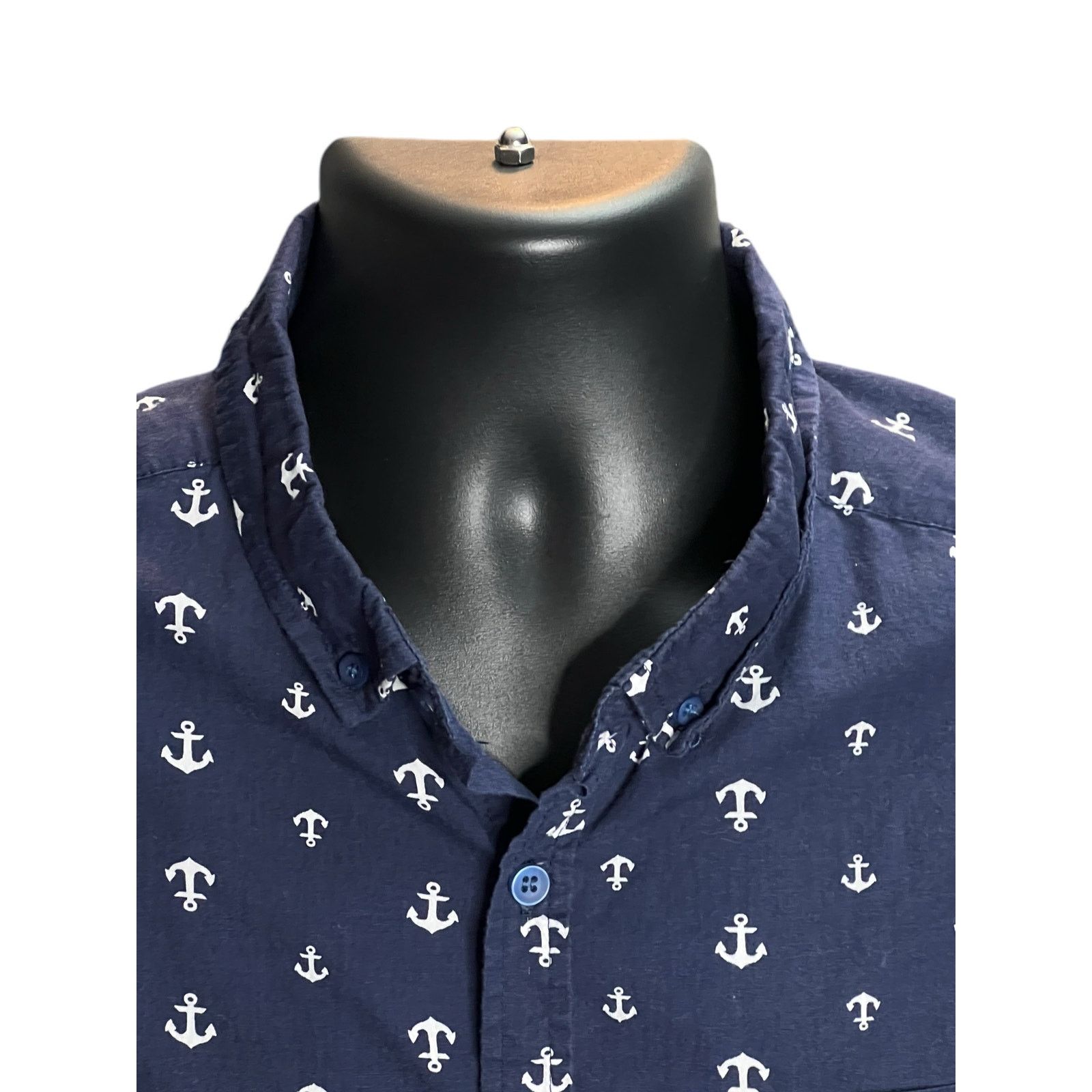Other Men’s Slim Fit Button-Down Shirt - Navy Blue Anchor Print Size US L / EU 52-54 / 3 - 3 Thumbnail