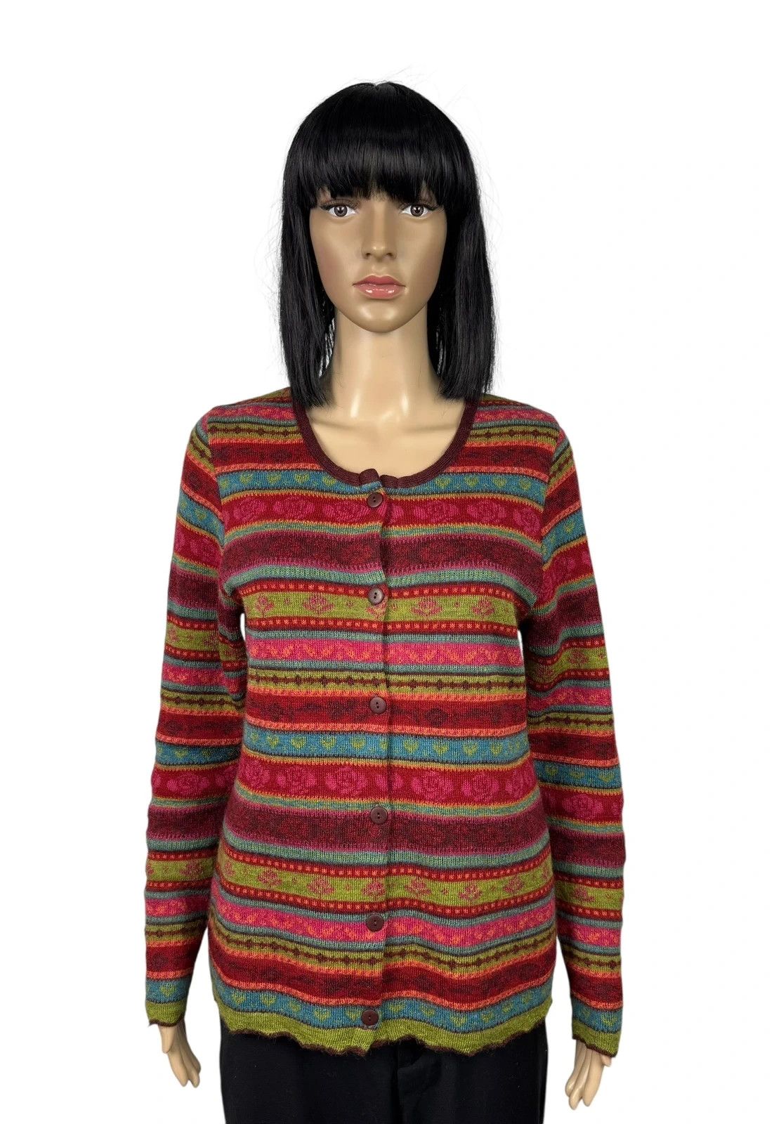 Other Flomax Wool Knit Cardigan Striped Floral Pattern size S Size S / US 4 / IT 40 - 1 Thumbnail