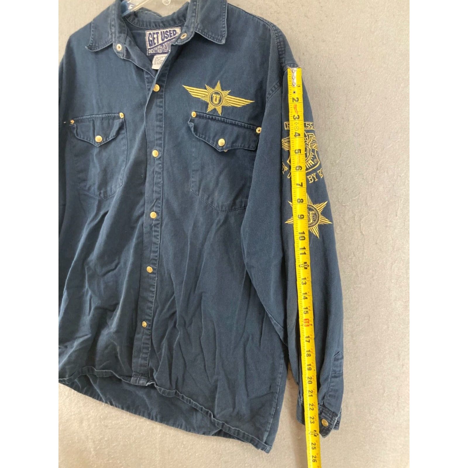 Denime VINTAGE Get Used Denim Shirt Medium Blue Long Sleeve Snap 90s Mens Size US M / EU 48-50 / 2 - 6 Thumbnail