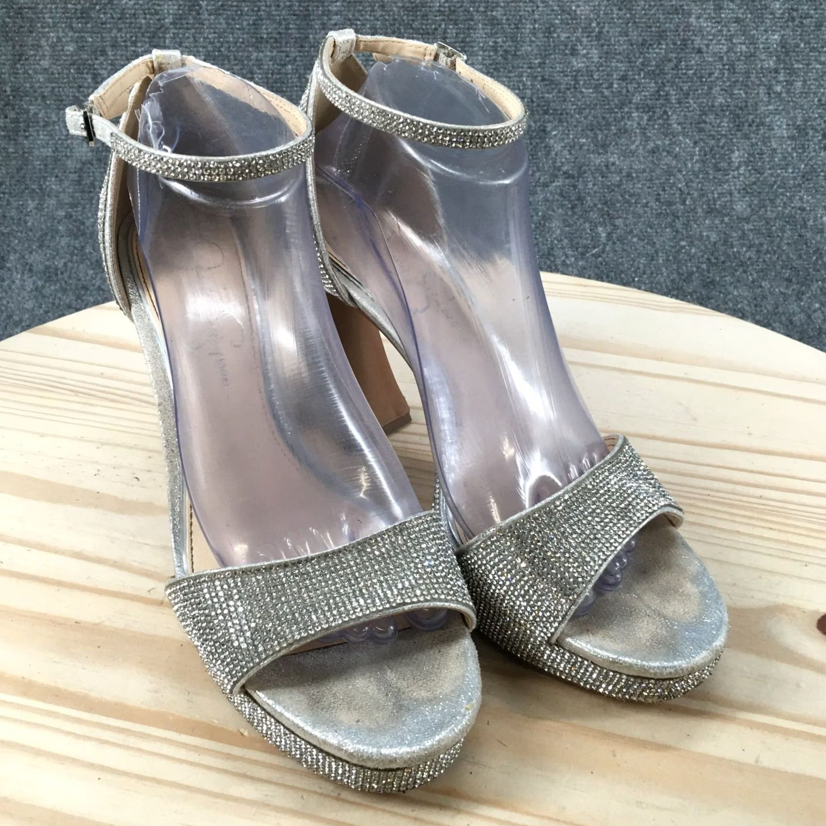 Jessica Simpson Jessica Simpson Sandals Womens 9.5M Fonilda Ankle Strap Silver Rhinestones Heels Size US 10 / IT 40 - 3 Thumbnail