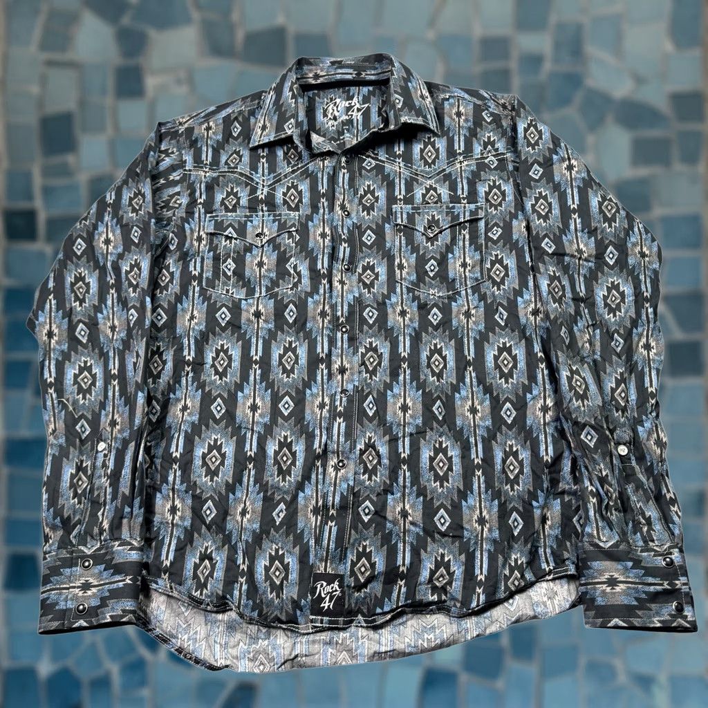 Wrangler Wrangler Rock 47 Shirt Mens L Pearl Snap Aztec Embroidered Western Cowboy Work Shirt Mens L Pearl Snap Aztec Embroidered Western Cowboy Work Size US L / EU 52-54 / 3 - 1 Thumbnail