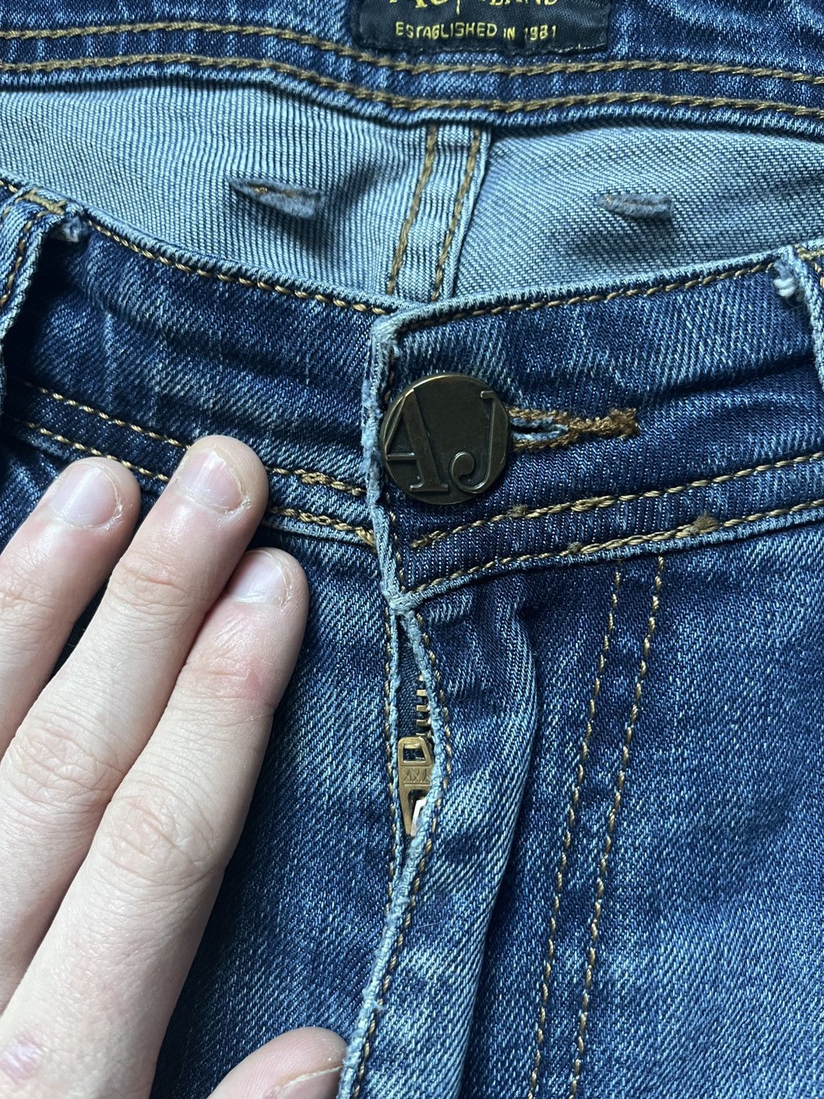 Armani × Vintage Vintage Armani Jeans Denim Metallic Logo Y2K USA Size US 34 / EU 50 - 10 Thumbnail
