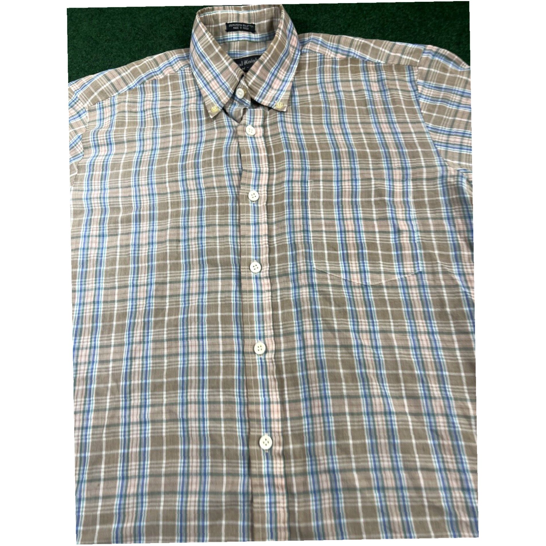 Vintage Vintage 80s 90s Royal Knight Plaid Sz Medium Button Up Dress Shirt Size 40R - 3 Thumbnail