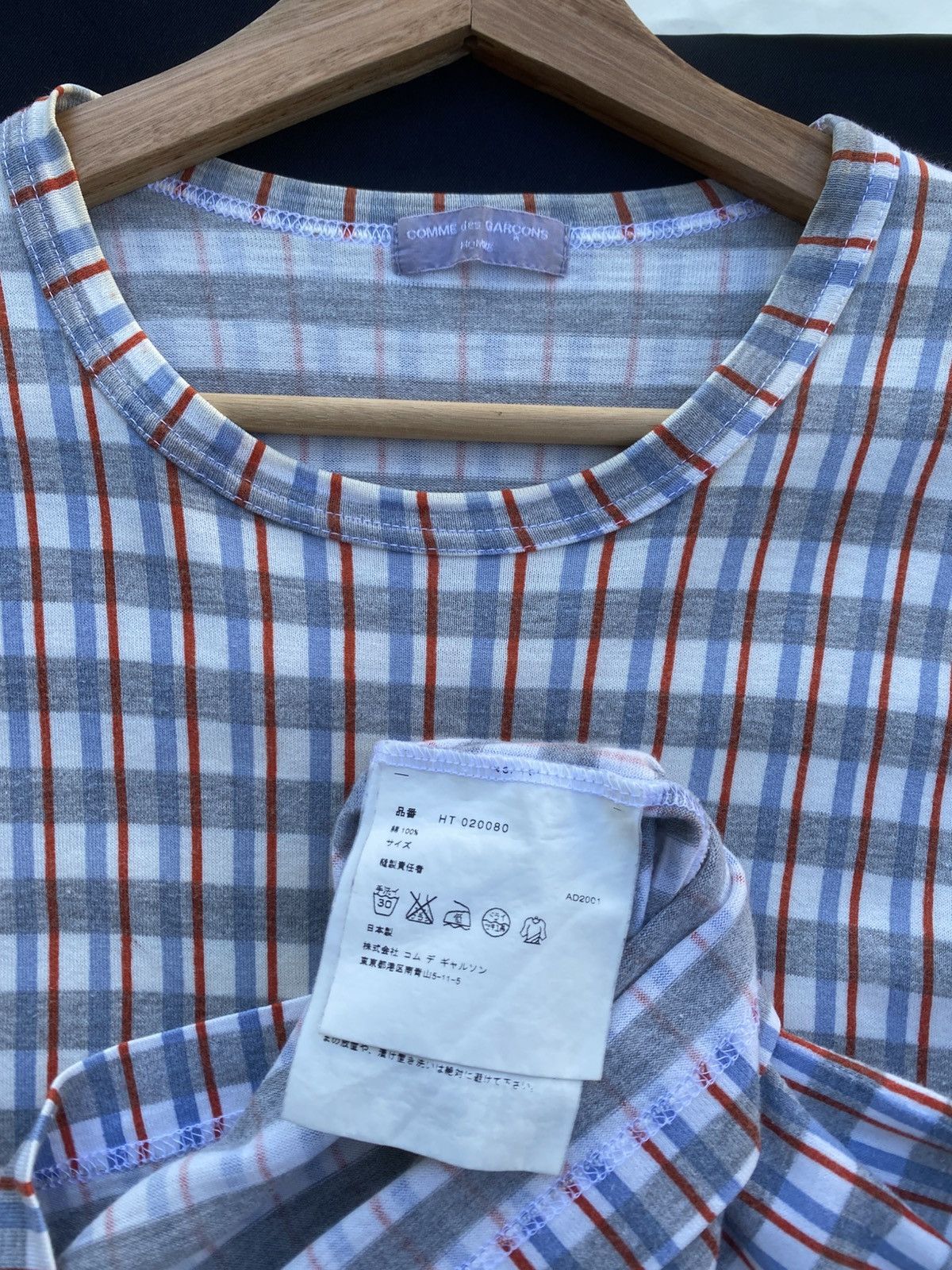 Rare Vtg AD2001 Comme Des Garcons CDG Checkered Tshirt