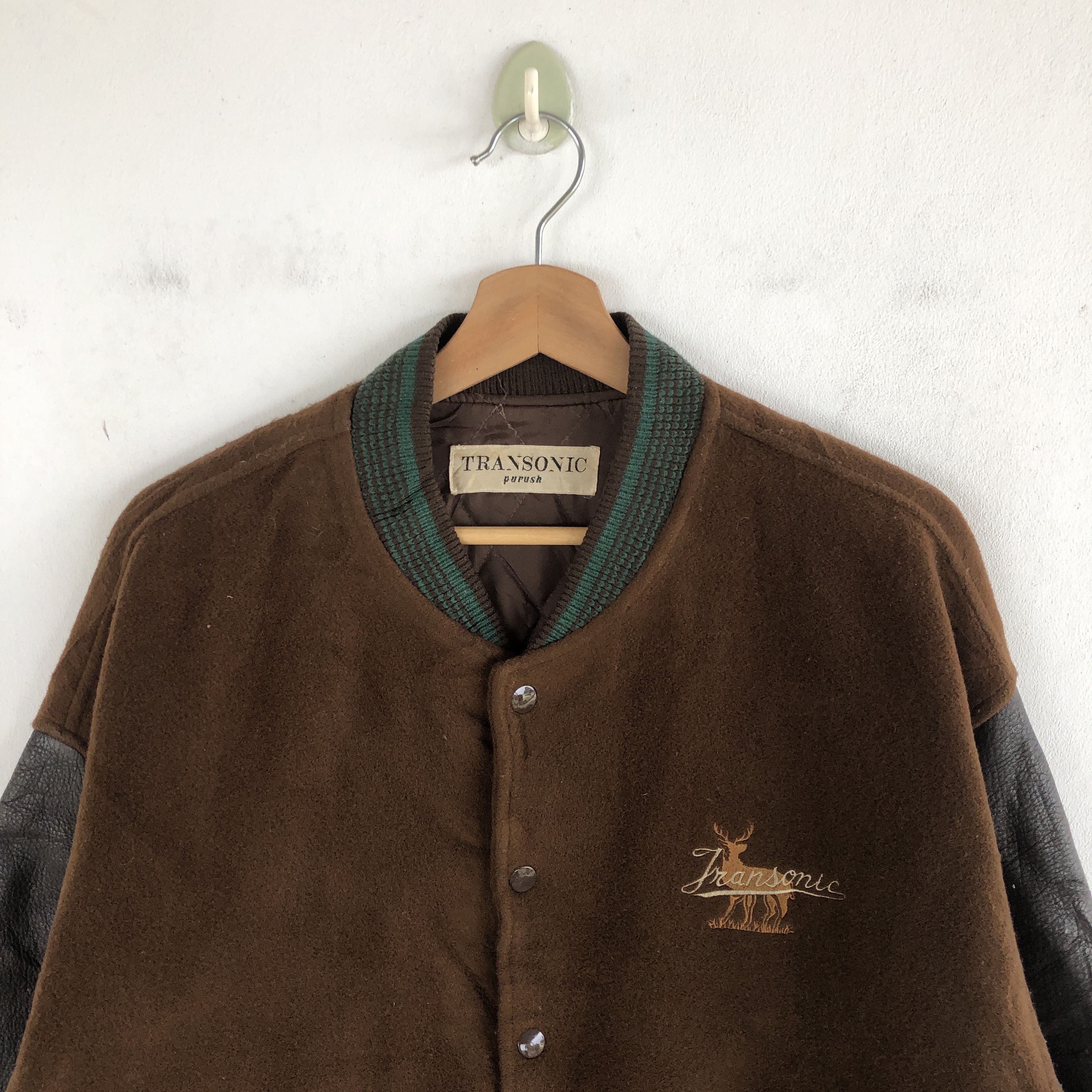 Japanese Brand × Vintage Vintage Transonic Varsity Jackets Leather Wool Jacket Size US L / EU 52-54 / 3 - 4 Thumbnail