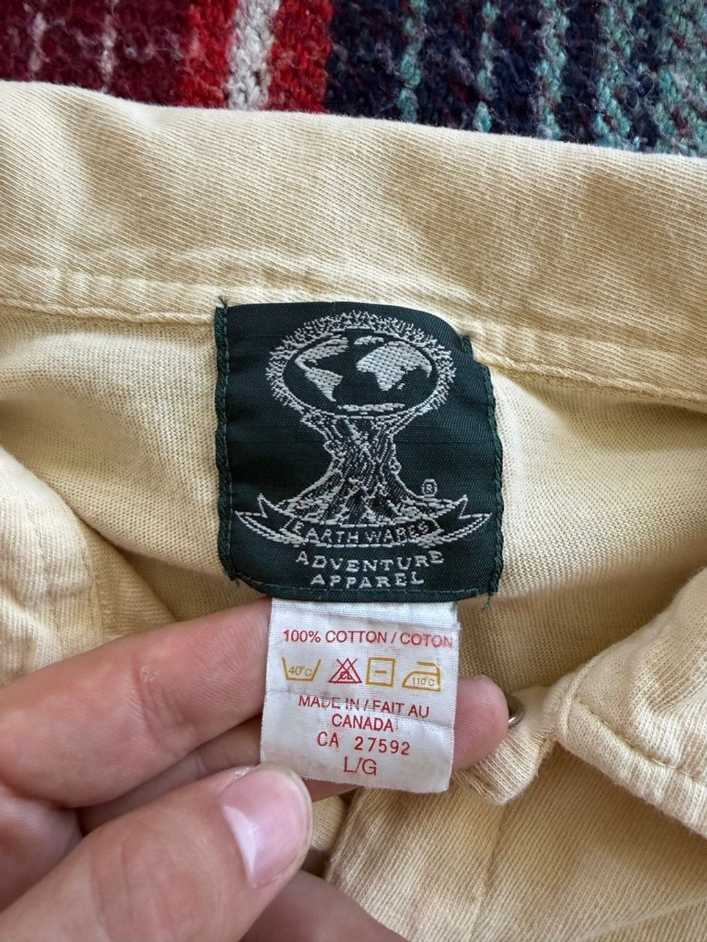 Vintage Vintage Earth Wares Adventure Apparel Pale Yellow Polo Shirt Size US L / EU 52-54 / 3 - 4 Thumbnail