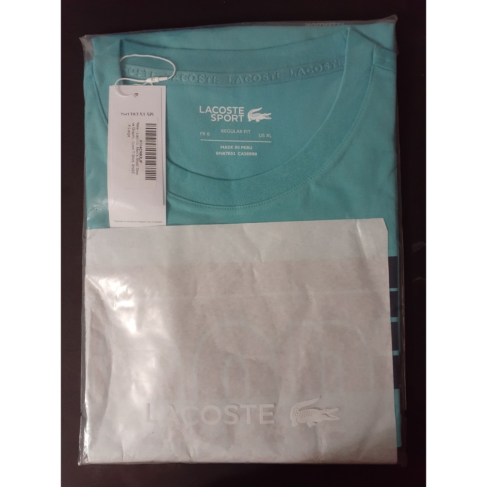 Lacoste Lacoste Men's Short Sleeve Graphic Sport T-Shirt Anse XL Size US XL / EU 56 / 4 - 2 Thumbnail
