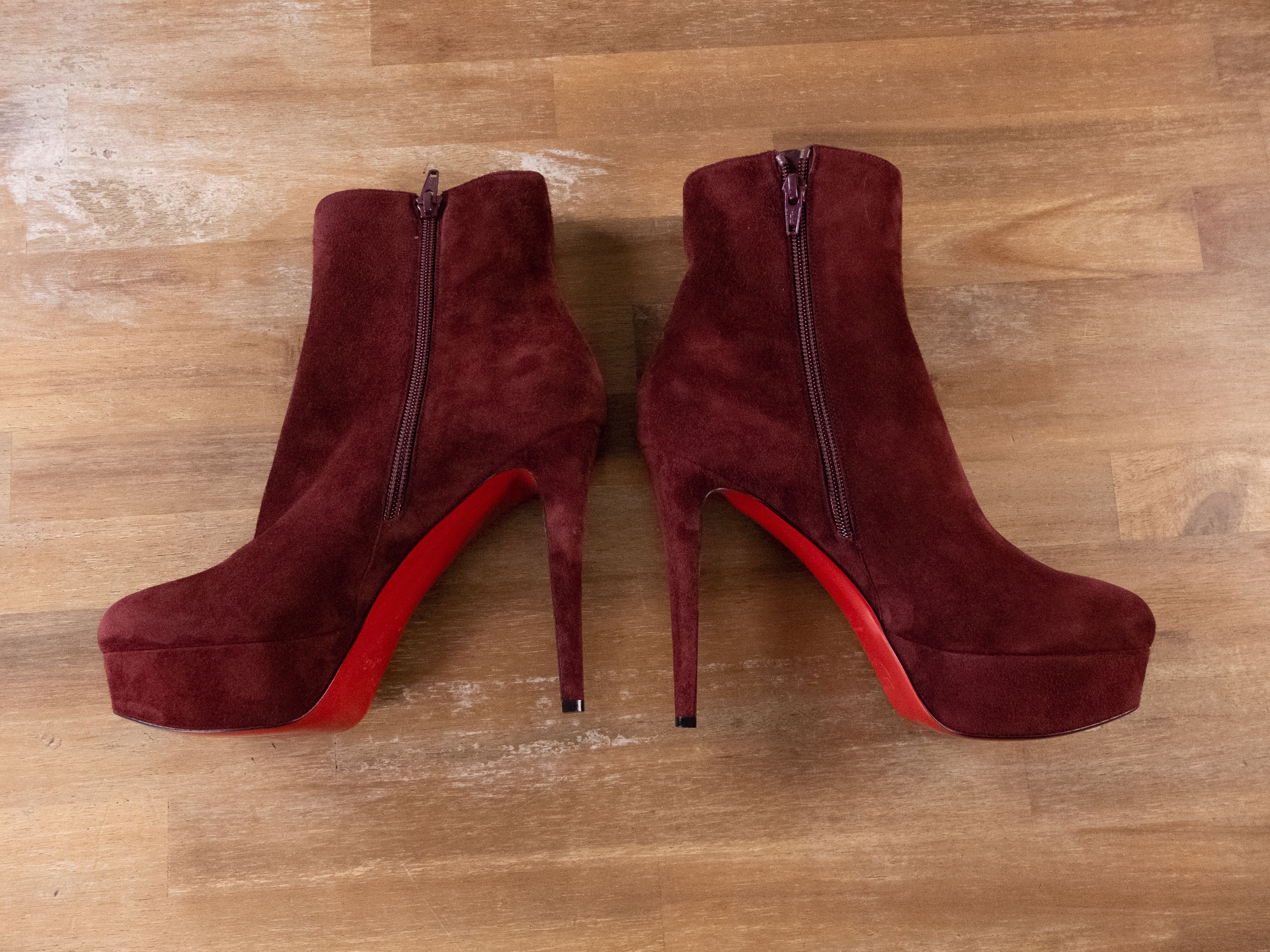 Christian Louboutin CHRISTIAN LOUBOUTIN Bianca Booty burgundy suede boots 39.5 Size US 9.5 / IT 39.5 - 5 Thumbnail