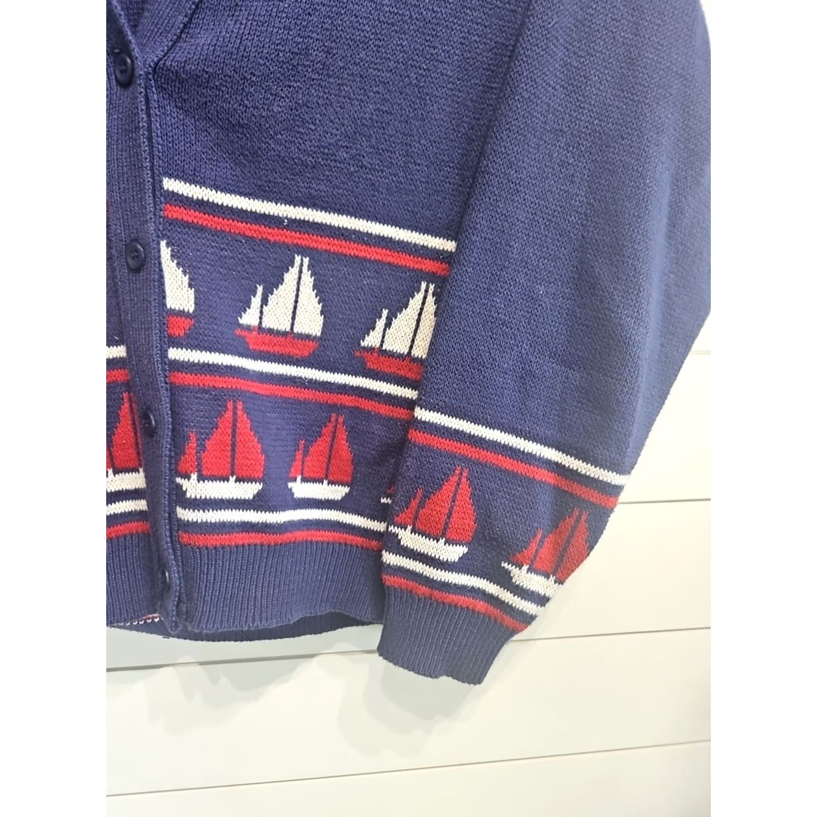 Vintage VINTAGE Winona Knits Sail Boat Nautical Sweater Women Large Minnesota Made In USA Knit Wool? Cotton? No; Original material: Cotton. Size L / US 10 / IT 46 - 3 Thumbnail