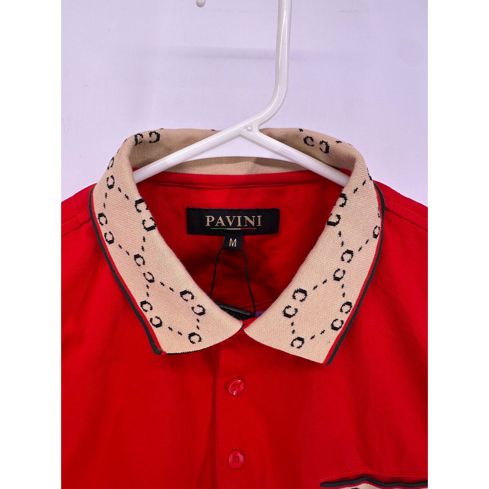 & Other Stories Pavini Red Polo With Brown CC Accents Size Medium Size US M / EU 48-50 / 2 - 11 Thumbnail