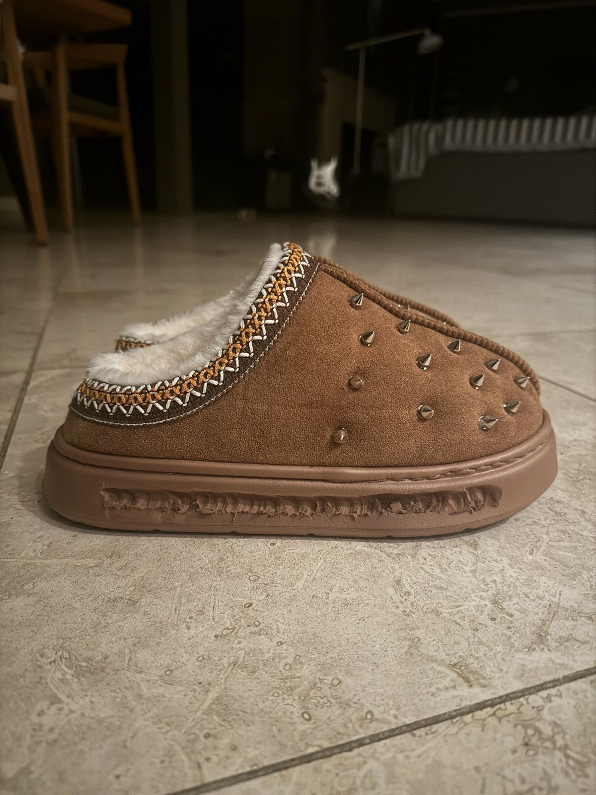 Birkenstock × Ugg Brown Spiked Fur Slippers Size US 8 / IT 38 - 3 Thumbnail