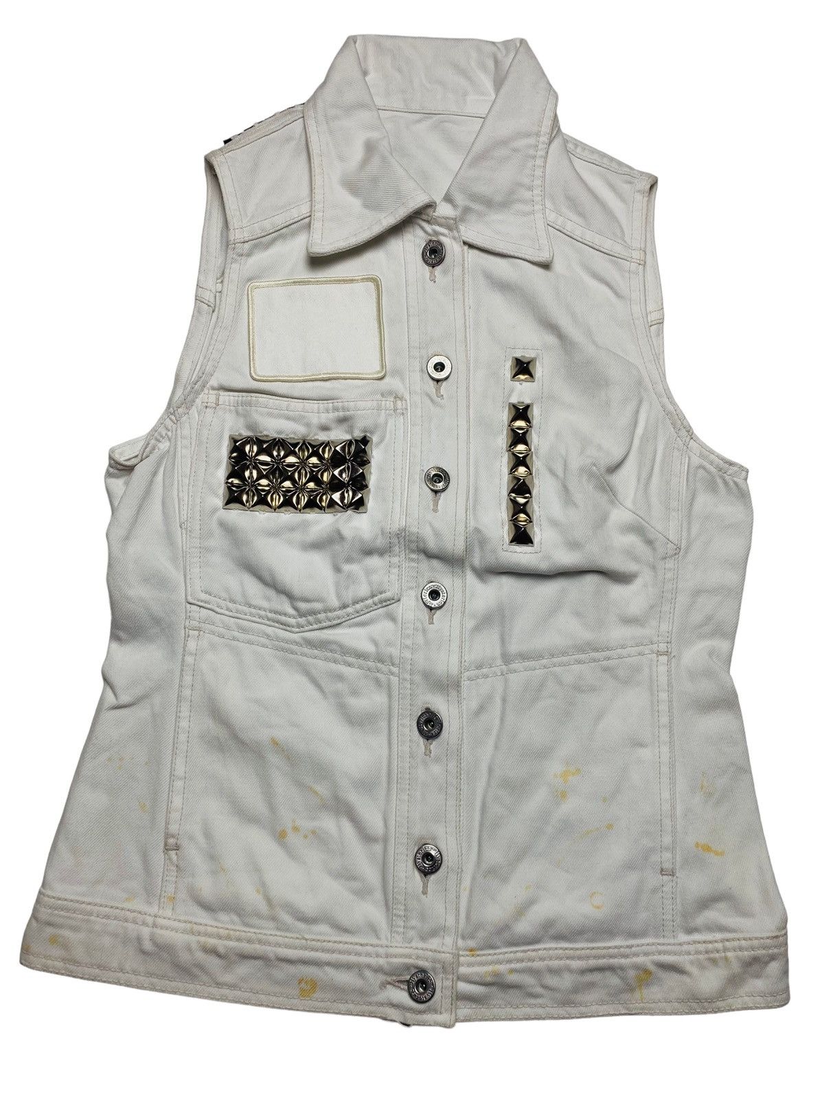 Hysteric Glamour 1990s Hysteric - White Spike Denim Vest Size M / US 6-8 / IT 42-44 - 4 Thumbnail
