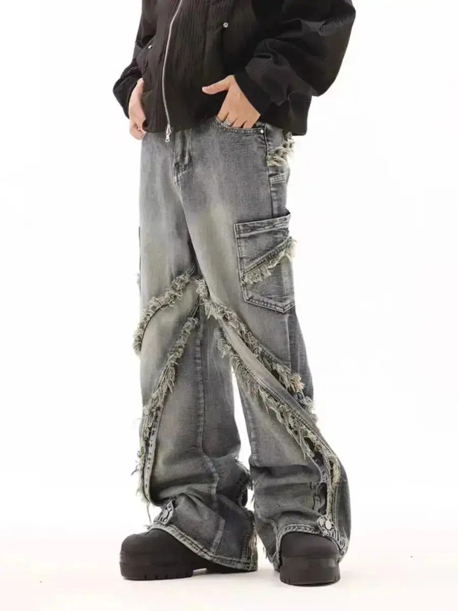 Japanese Brand Retro ruined whiskering design washed distressed jeans Size US 32 / EU 48 - 1 Thumbnail