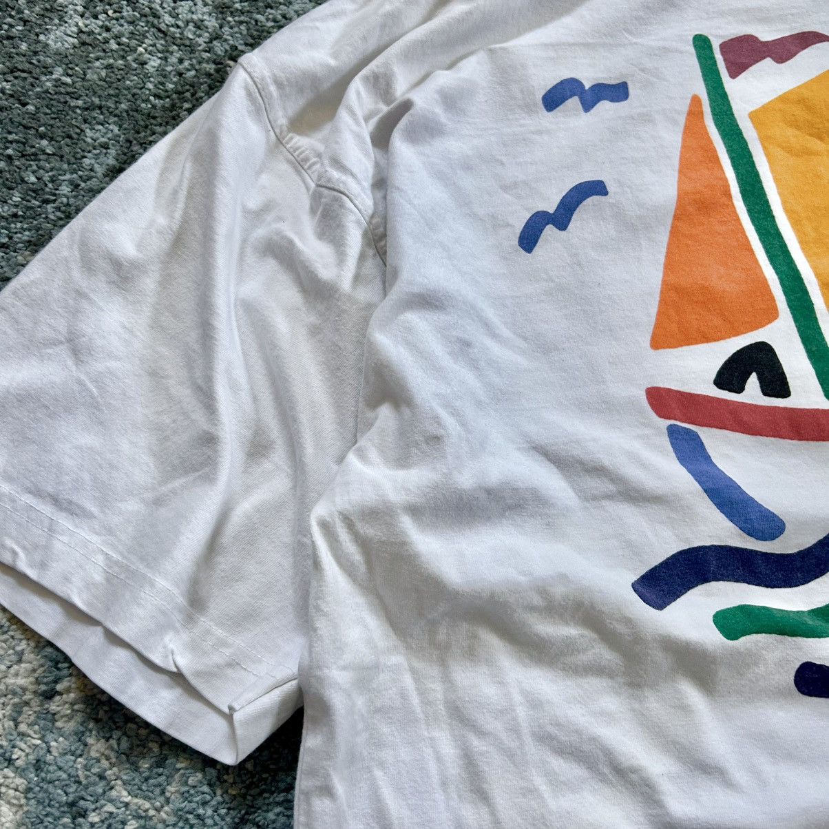 Vintage 80s BO BENDiXEN DENMARK HEAVYWEiGHT 2XL SAiLBOAT TEE POP ART Size US XXL / EU 58 / 5 - 3 Thumbnail