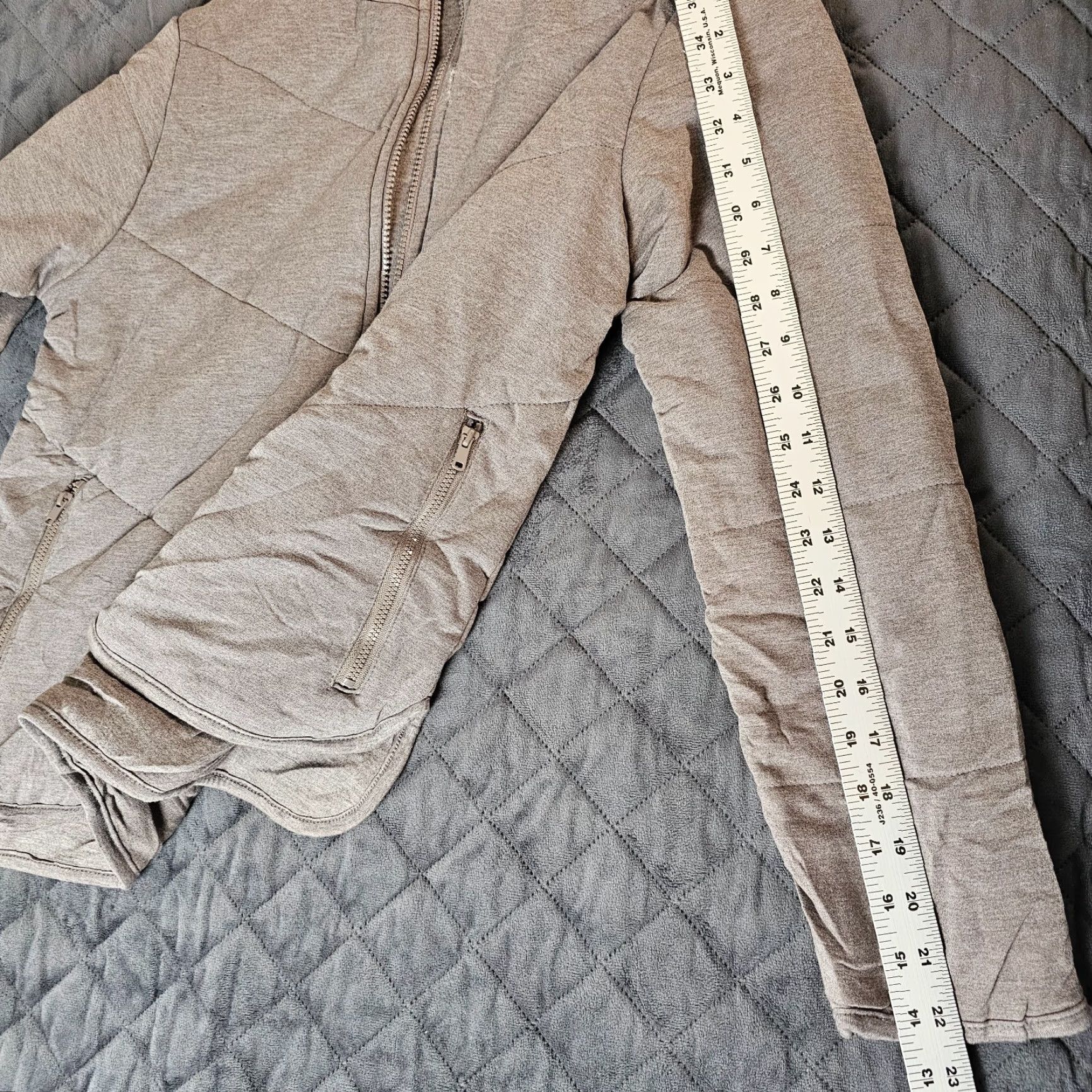 Vintage Three Dots Jacket Womens M Heather Gray Quilted Full Zip Pockets Size M / US 6-8 / IT 42-44 - 7 Thumbnail