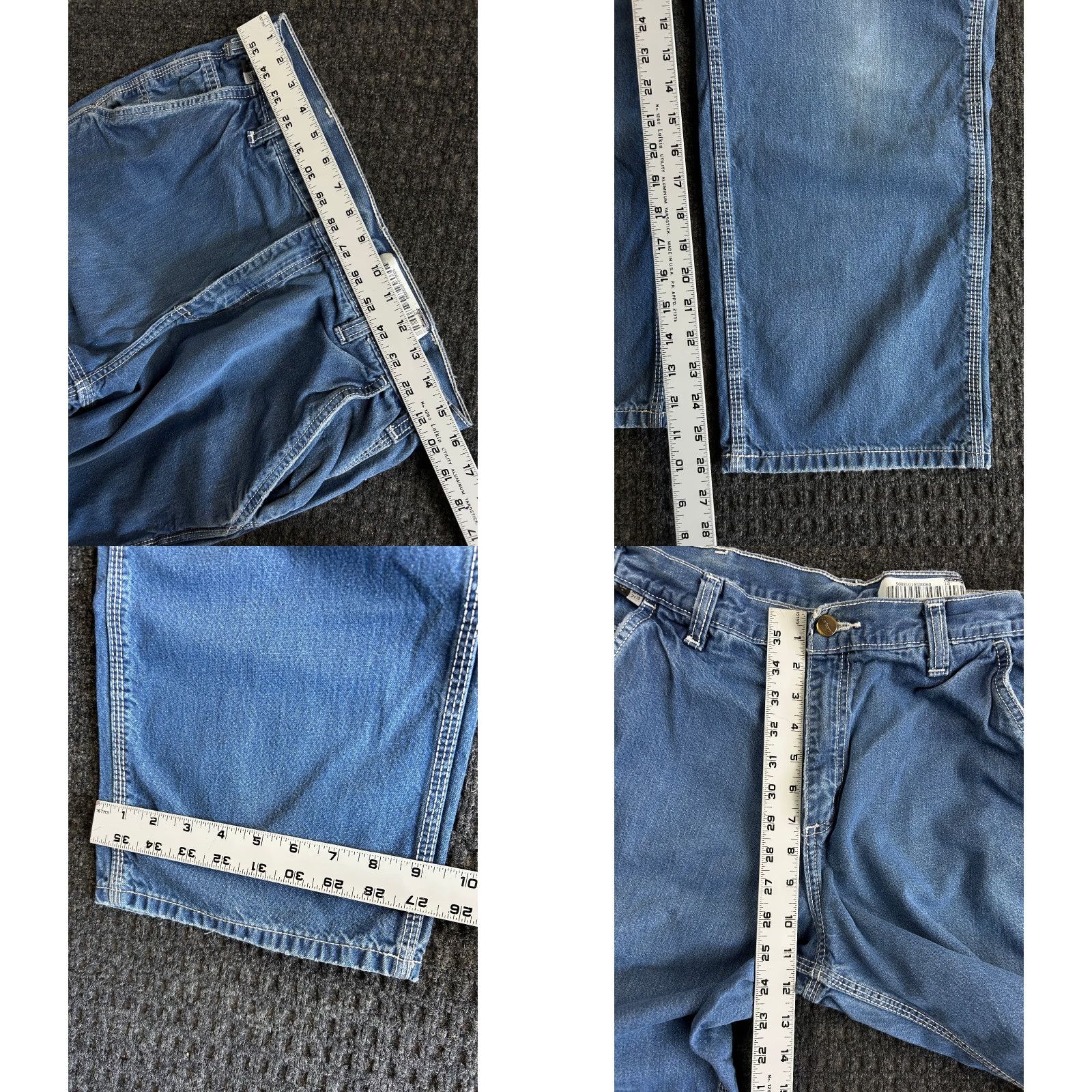 Carhartt VINTAGE Carhartt FR Jeans Wide Leg Baggy 33 x 28 Carpenter Flame Resistant Denim Blue Mens 90s Rock Grunge Workwear Casual Jeans Size US 33 - 8 Thumbnail