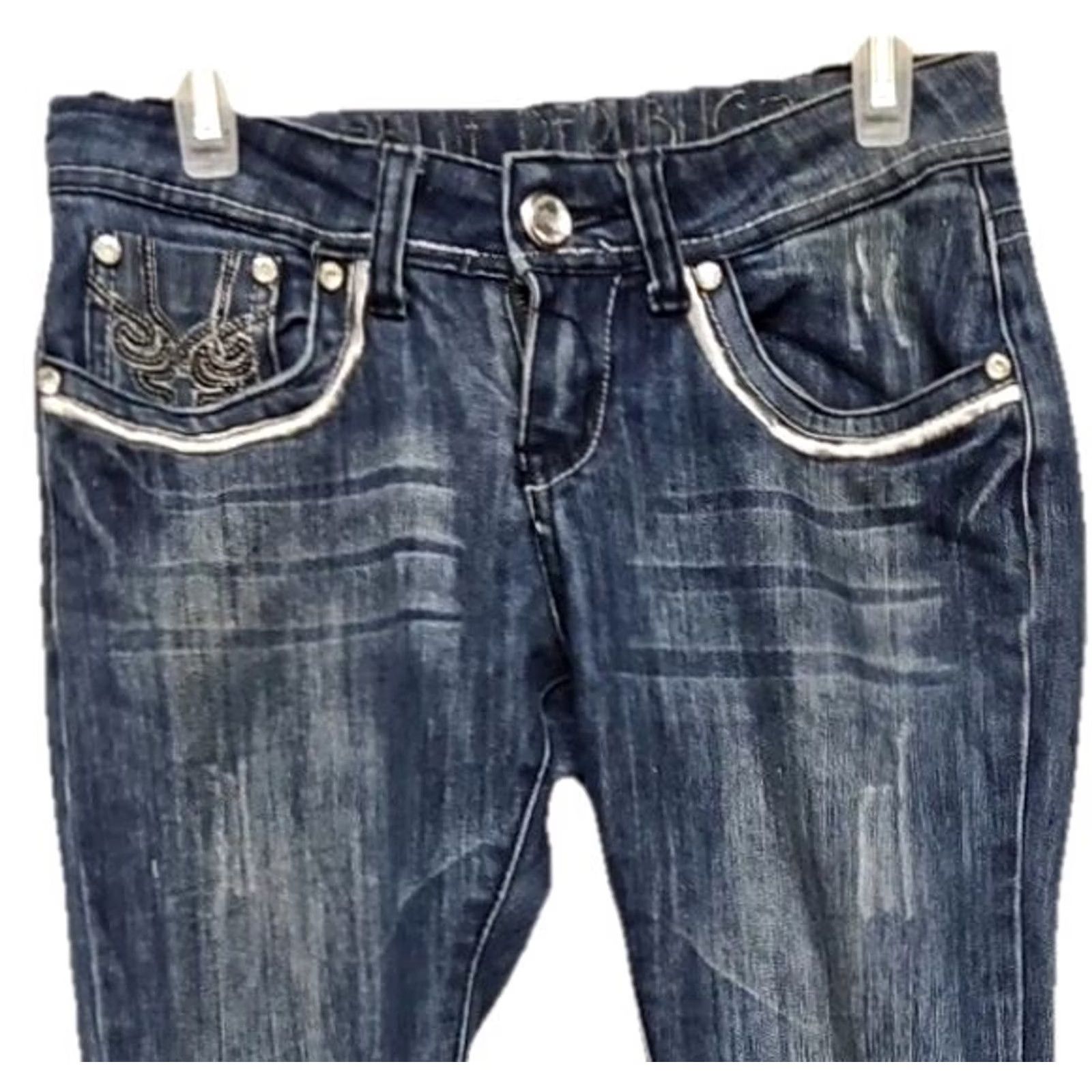 New Republic Y2K Blue Republic Skinny Jeans Size 1 Regular Women Stretch Denim Embroidered Back Pockets Blue 24 in Waist 30 in Inseam Size 25" / US 0 / IT 36 - 2 Thumbnail