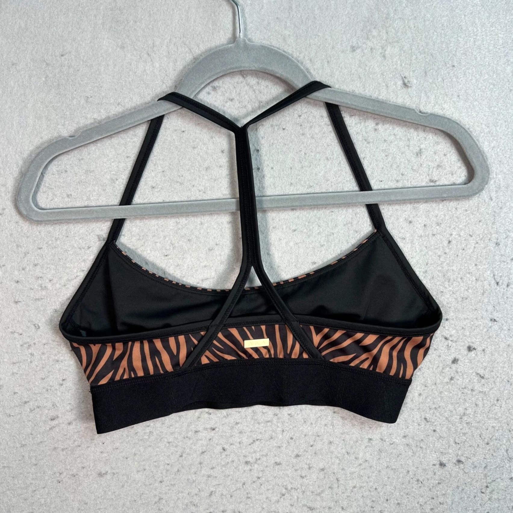 Vintage Alala Zebra Print Strappy Sports Bra Small Black & Brown Stretchy Activewear Top Womens Size S / US 4 / IT 40 - 2 Thumbnail