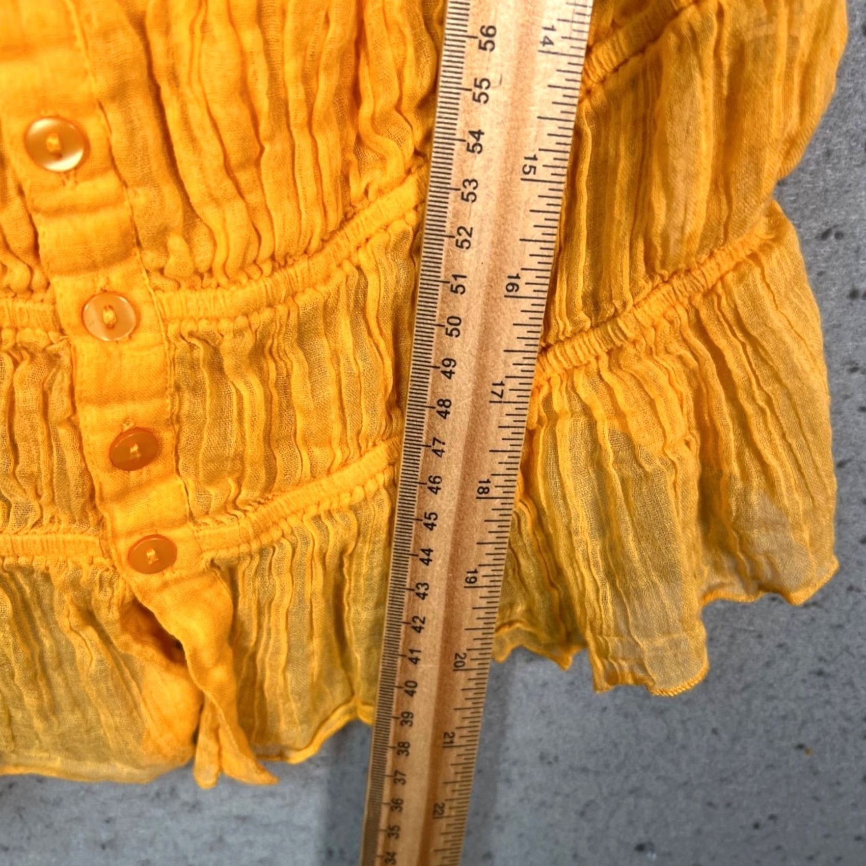 Free People Free People Blouse Shirt Womens L Yellow Ruffle Smocked Sleeveless Button Front Bohemian Summer Spring Size L / US 10 / IT 46 - 6 Thumbnail