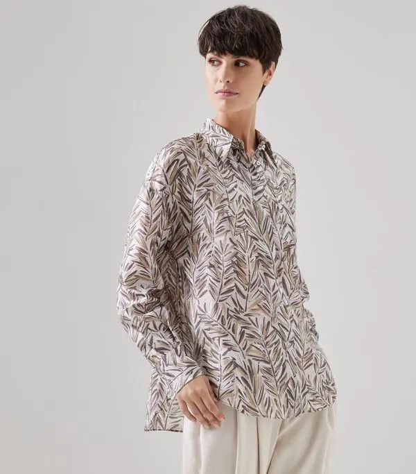 Brunello Cucinelli o1y0725 Silk Shirt in Multicolor Size S / US 4 / IT 40 - 1 Thumbnail