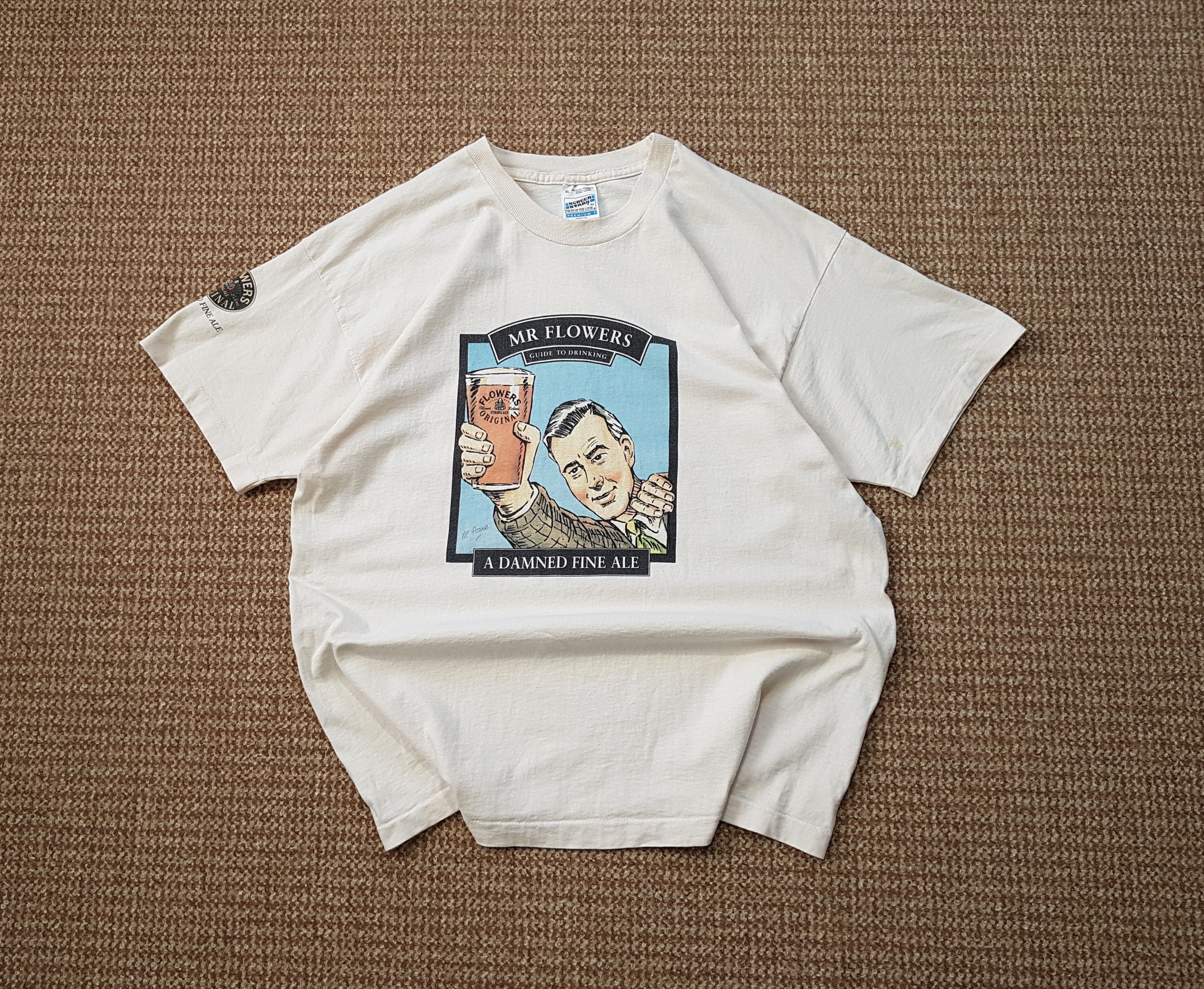 Vintage Mr. Flowers A Damned Fine Ale Vintage 90s Single Stitch Tee Size US XL / EU 56 / 4 - 1 Thumbnail