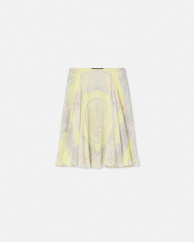 Versace o1y0226 Midi Skirt in Pastel Yellow/Light Gray Size 28" / US 6 / IT 42 - 1 Thumbnail