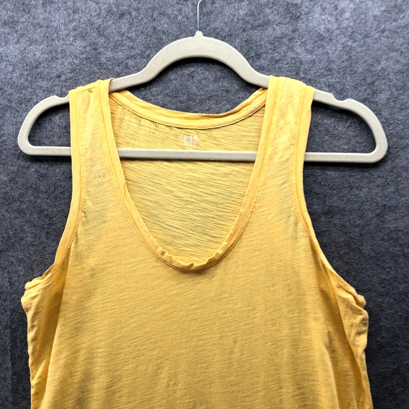 Gap Gap Slub Knit Scoop Neck Tank Top Womens Medium Yellow Cotton Lightweight Sleeveless Tank Top Size M / US 6-8 / IT 42-44 - 3 Thumbnail