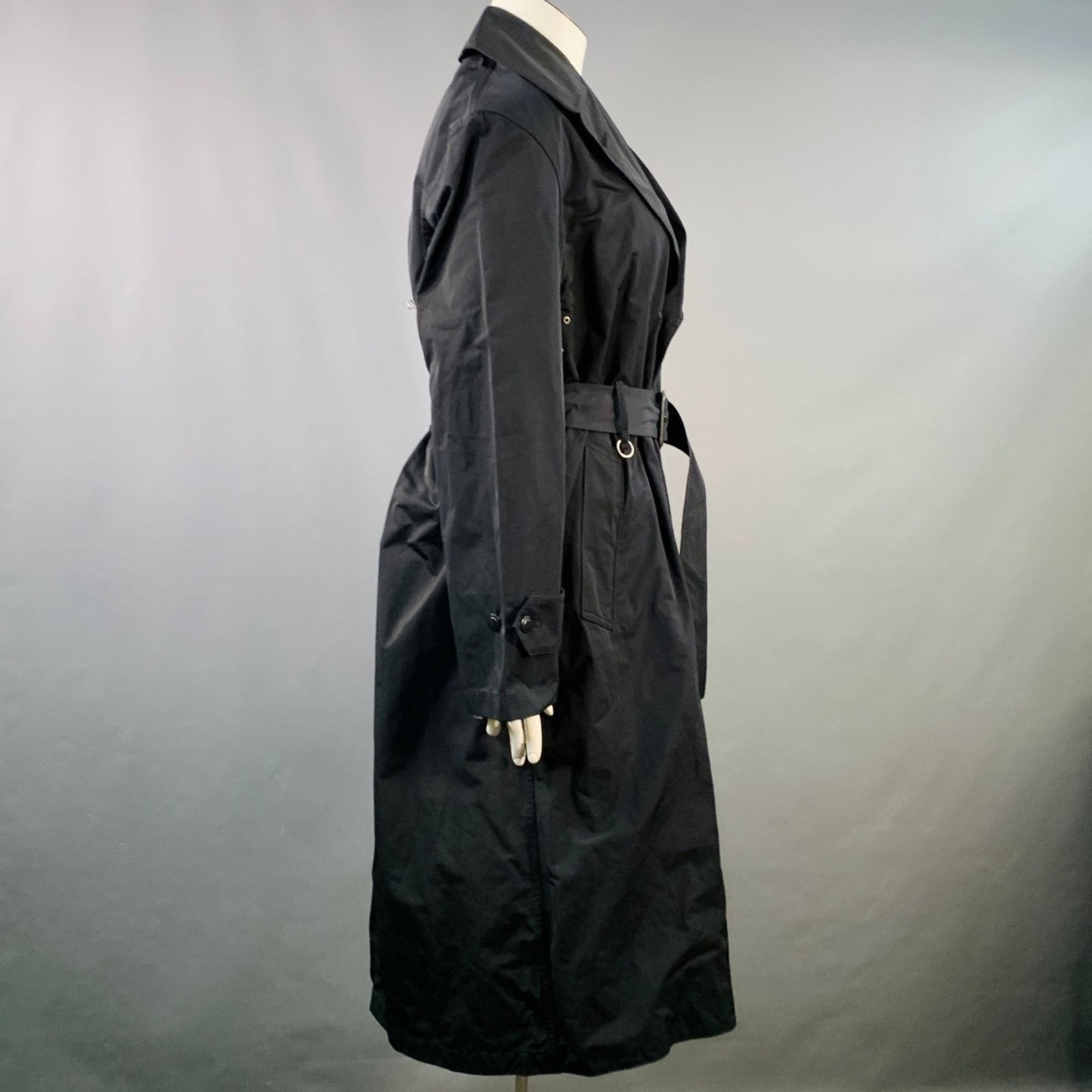 Random Identities RANDOM IDENTITIES Size L Black Polyester Belted Trench Coat Size L / US 10 / IT 46 - 3 Thumbnail