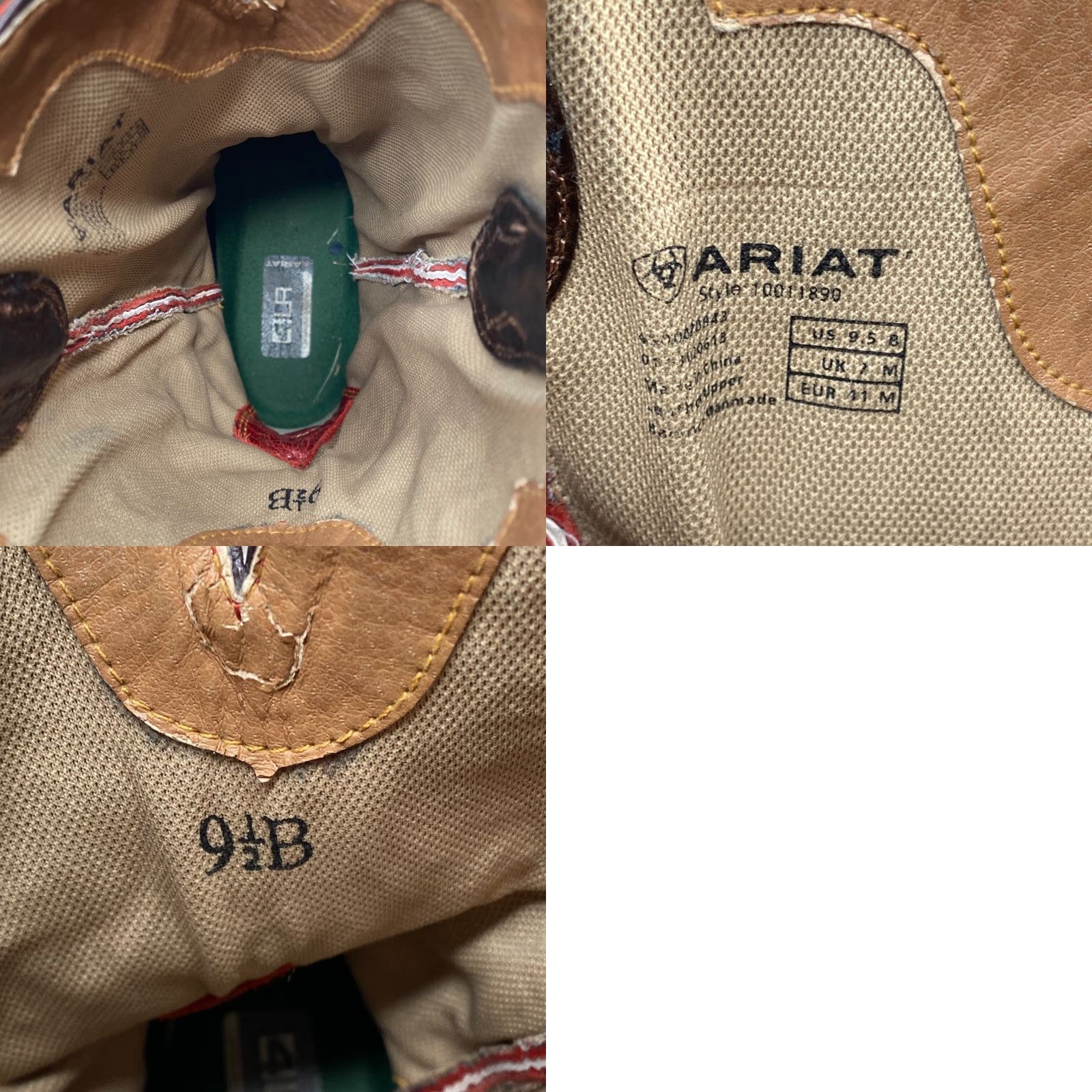 Ariat Ariat Ladies 9.5 B Cowboy Round Up Square Toe Brown & Red Leather Western Boots Size US 7 / IT 37 - 9 Thumbnail