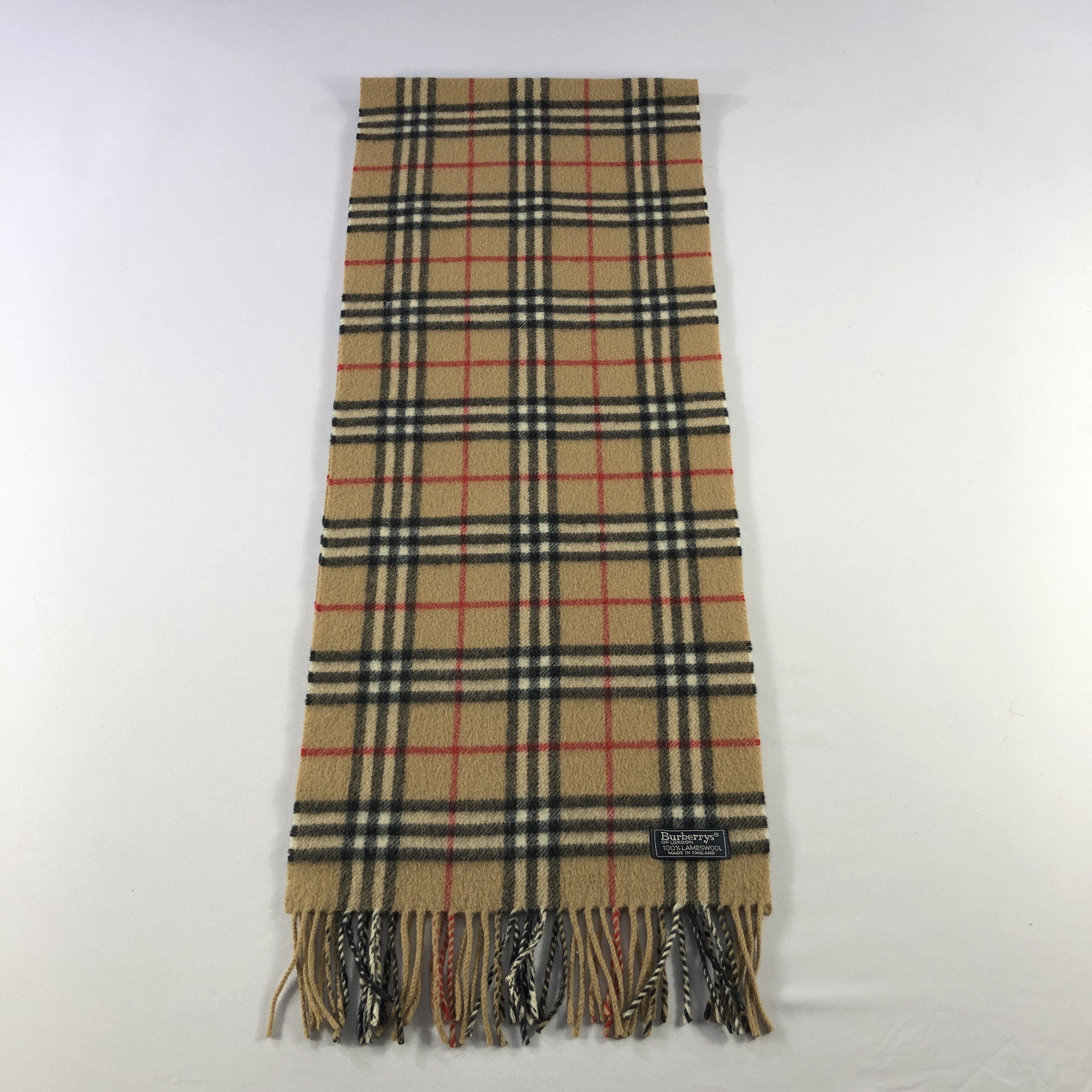 Burberrys Nova Check Tan Wool Scarf Muffler V2840