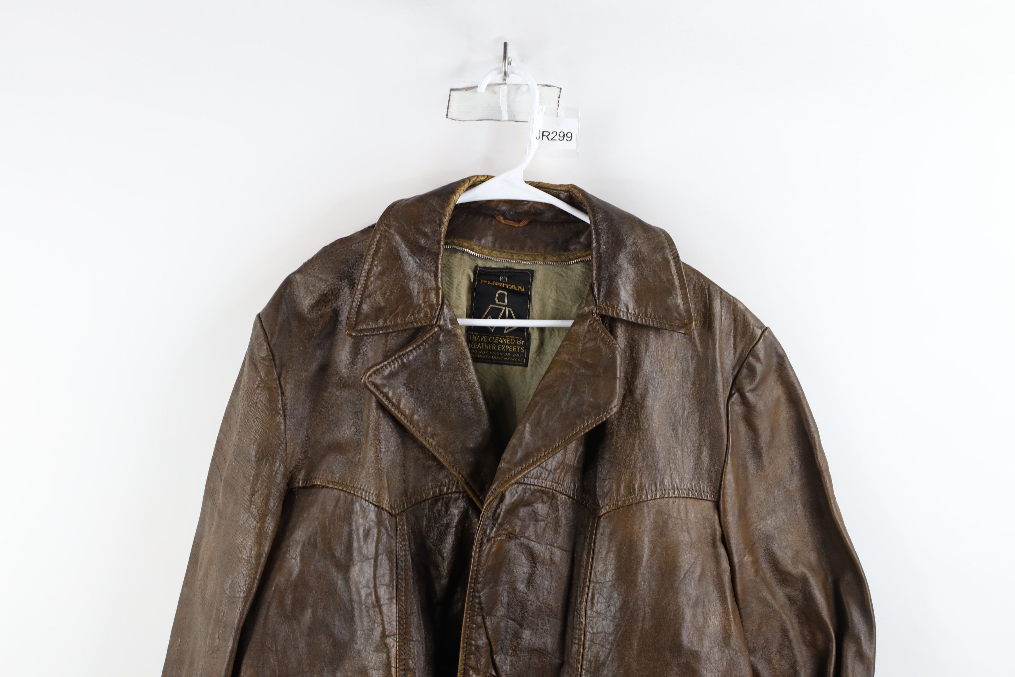 Vintage Vintage 70s Streetwear Leather Jacket Coat Brown USA Size US L / EU 52-54 / 3 - 2 Thumbnail