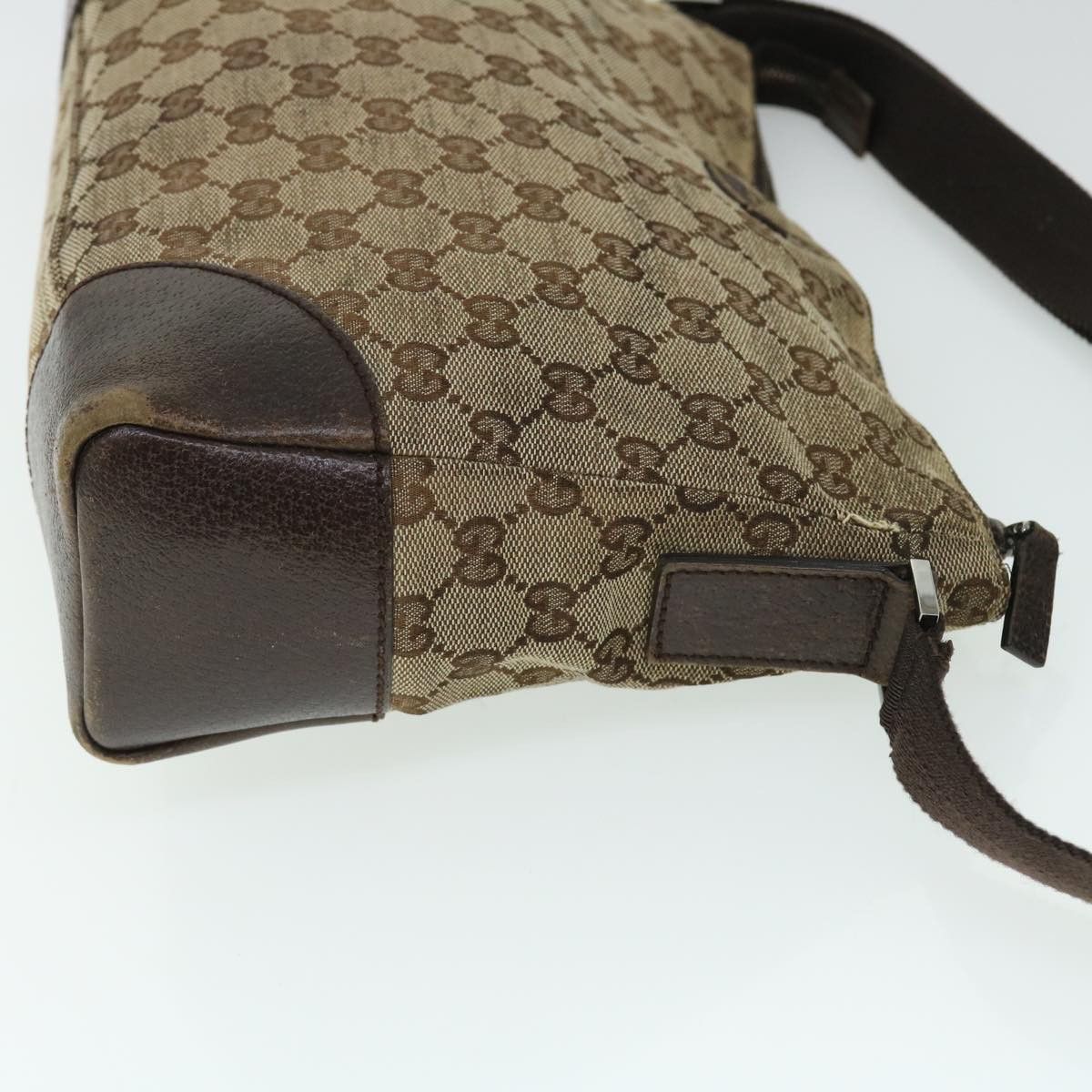 GUCCI GG Canvas Shoulder Bag Beige Brown