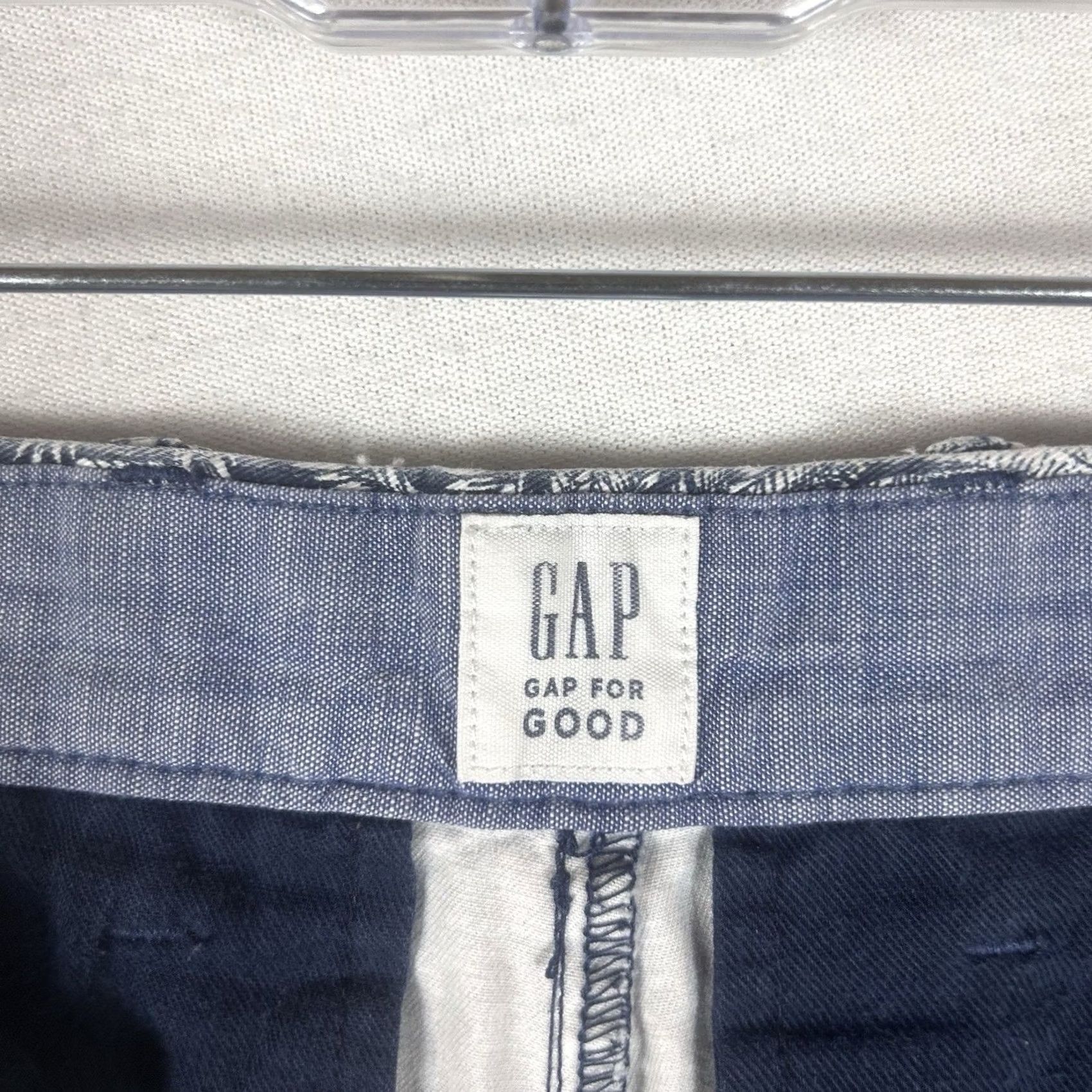 Gap Gap Indigo Palm Print Chambray 10" Inseam Shorts Mens 30 Vintage Fit Chino Cotton Blend Pocket Logo Casual Summer Womens? Size US 30 / EU 46 - 4 Thumbnail