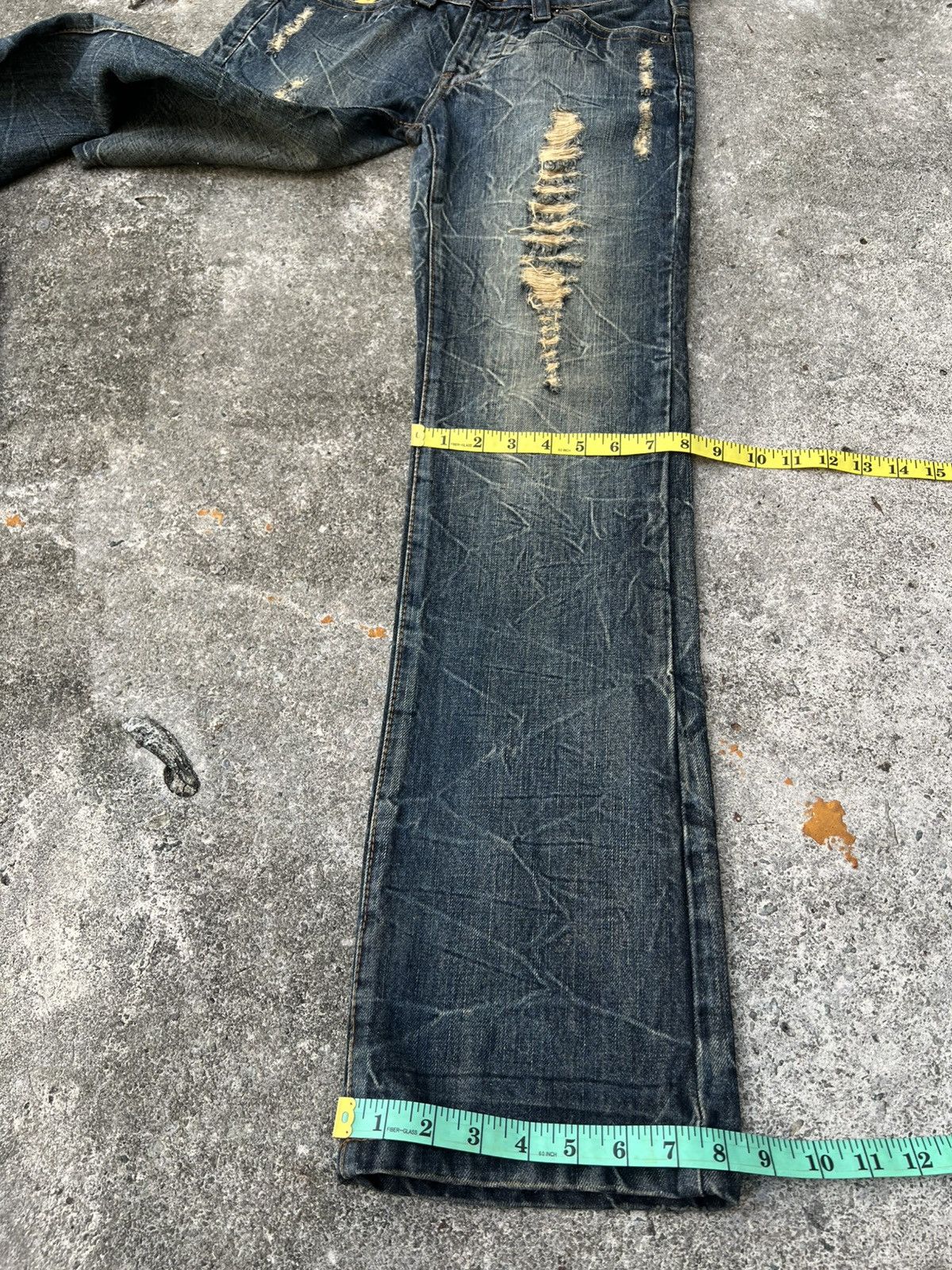 Vintage 💥Flare💥Japanese Brand Kui Distress Jeans Very Rare Size US 30 / EU 46 - 6 Thumbnail