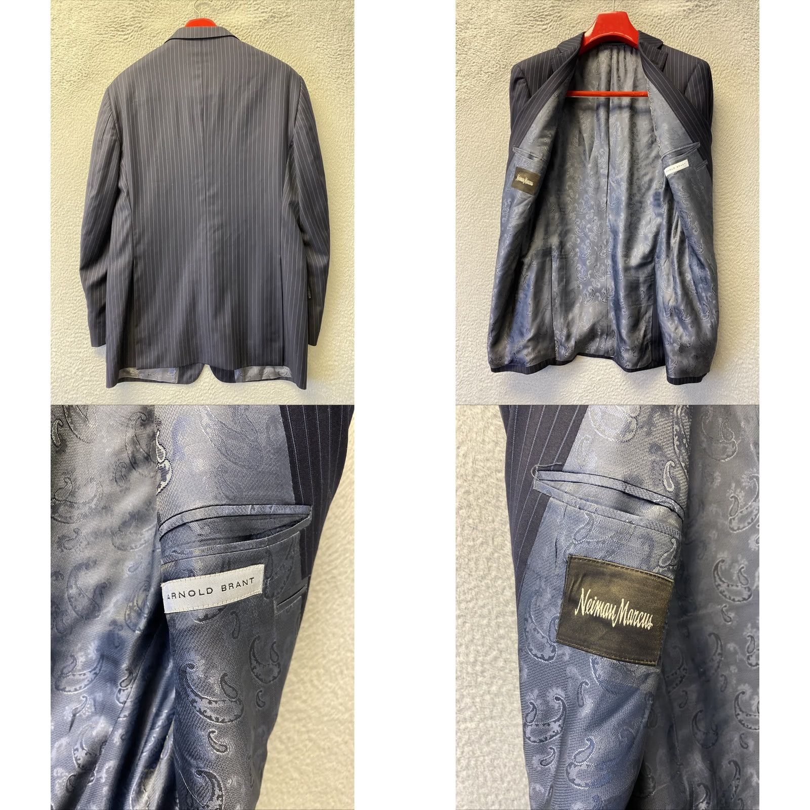 Neiman Marcus Neiman Marcus Sport Coat Blazer 42L Men’s Blue Striped Wool /0745 Size 42R - 8 Thumbnail