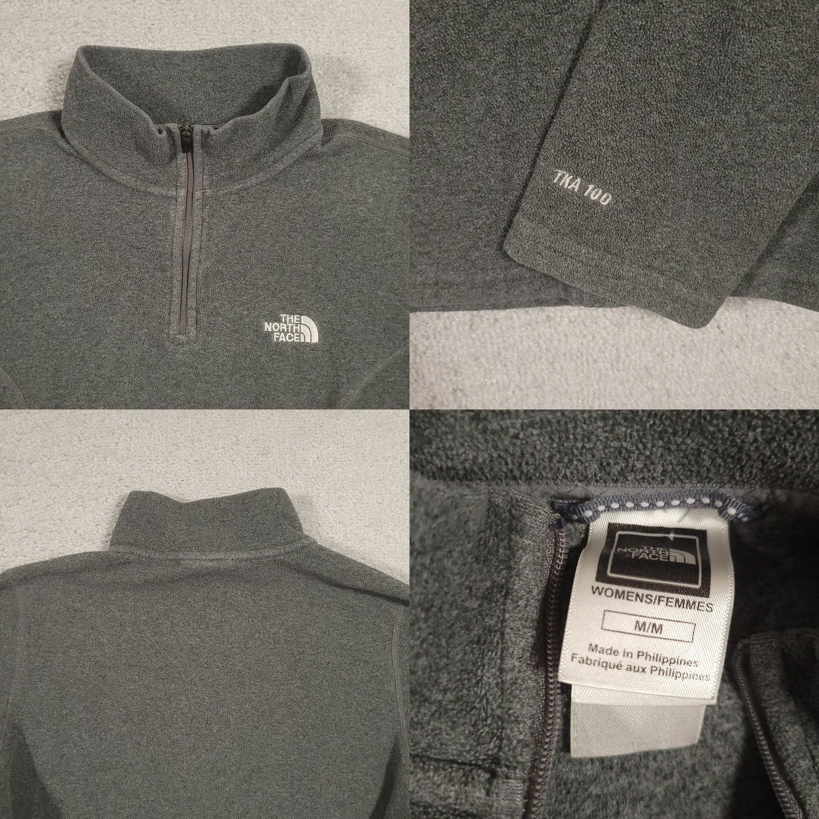 The North Face The North Face Sweater Womens M Gray TKA 100 Warm Fleece Quarter Zip Pullover Size XS / US 0-2 / IT 36-38 - 8 Thumbnail
