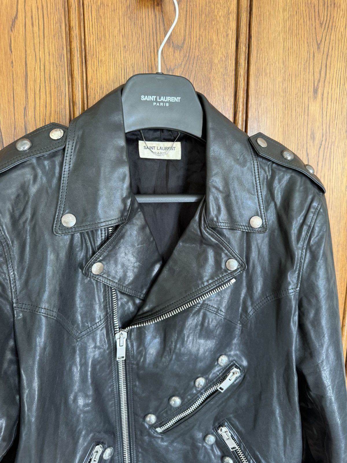 Saint Laurent Paris SS15 Holy Grail Saint Laurent studded leather biker jacket Size US M / EU 48-50 / 2 - 15 Thumbnail