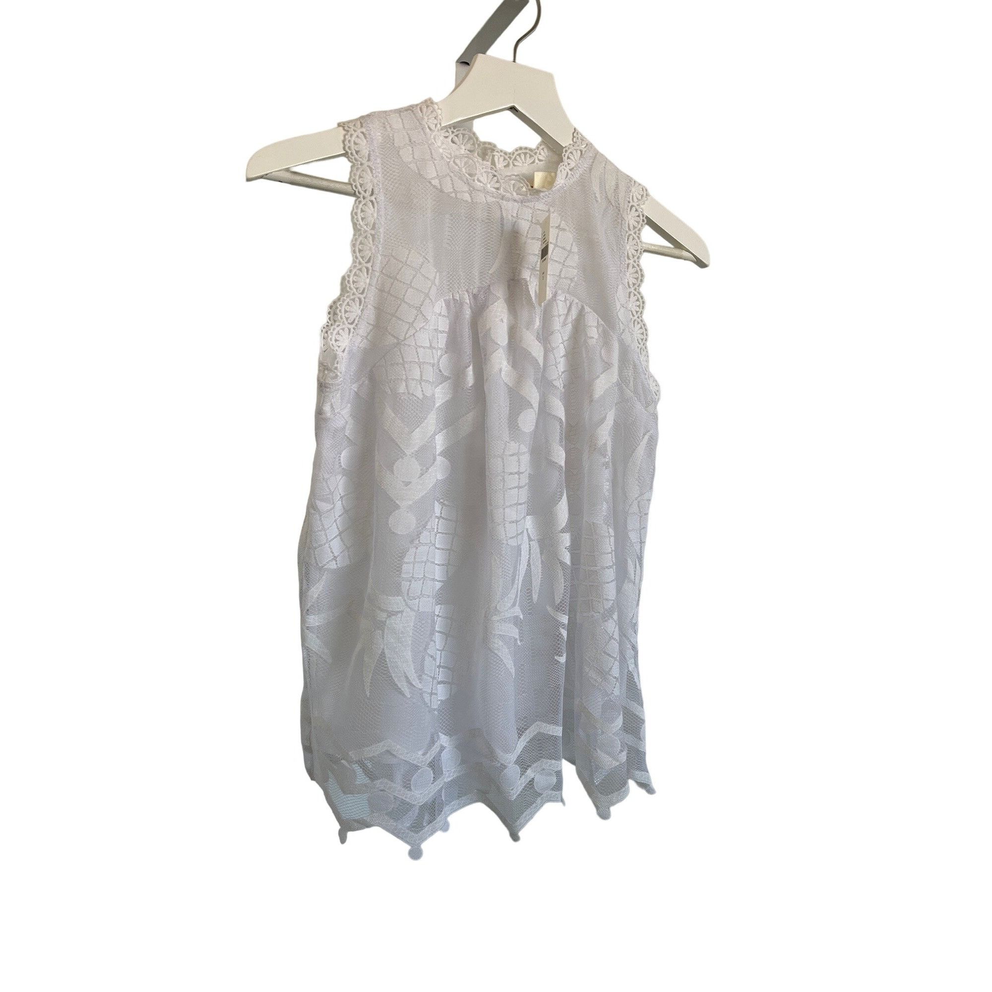 Anthropologie Maeve Pineapple Lace Sleeveless Blouse Size XS / US 0-2 / IT 36-38 - 3 Thumbnail