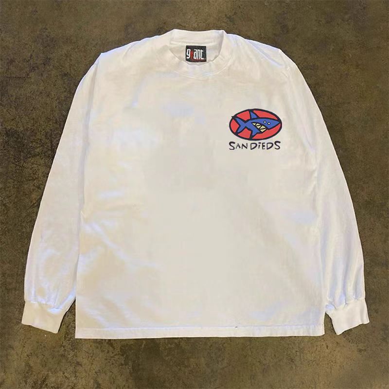 Japanese Brand × Vintage Shark print white versatile retro long sleeve tee Size US L / EU 52-54 / 3 - 2 Thumbnail