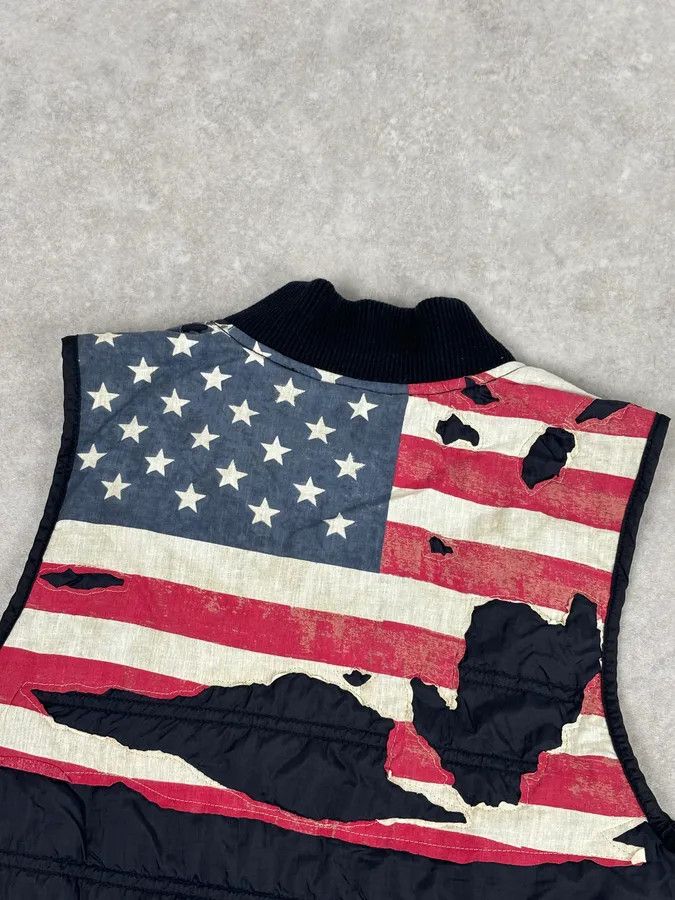 Polo Ralph Lauren 2010s Denim & Supply Ralph Lauren Black Nylon Quilted USA Flag Bomber Vest Size S / US 4 / IT 40 - 6 Thumbnail