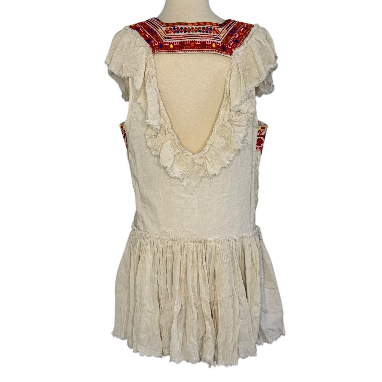 Free People FREE PEOPLE Day Glow Embroidered Mini Dress Tulum Boho SP Size S / US 4 / IT 40 - 10 Thumbnail