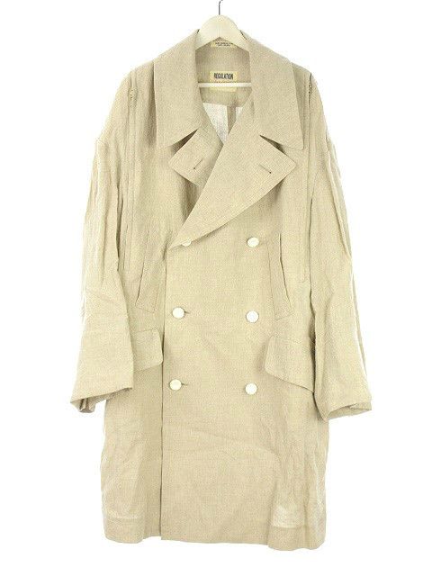 image of Yohji Yamamoto 19Ss Wise Y's Linen Trench Coat in Light Beige, Men's (Size Medium)