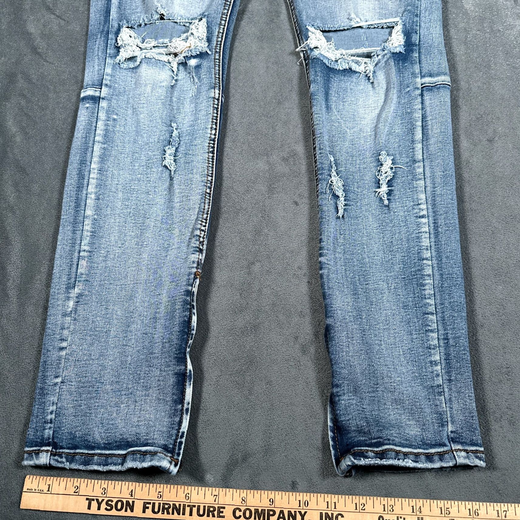 Vintage KDNK Men's Jeans 30x32 Blue Skinny Slim Distressed Stretch Ankle Zips Size US 30 / EU 46 - 3 Thumbnail