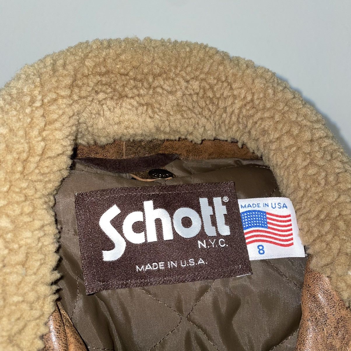 Schott Schott Brown Leather Jacket With Sherpa Collar Size S / US 4 / IT 40 - 3 Thumbnail