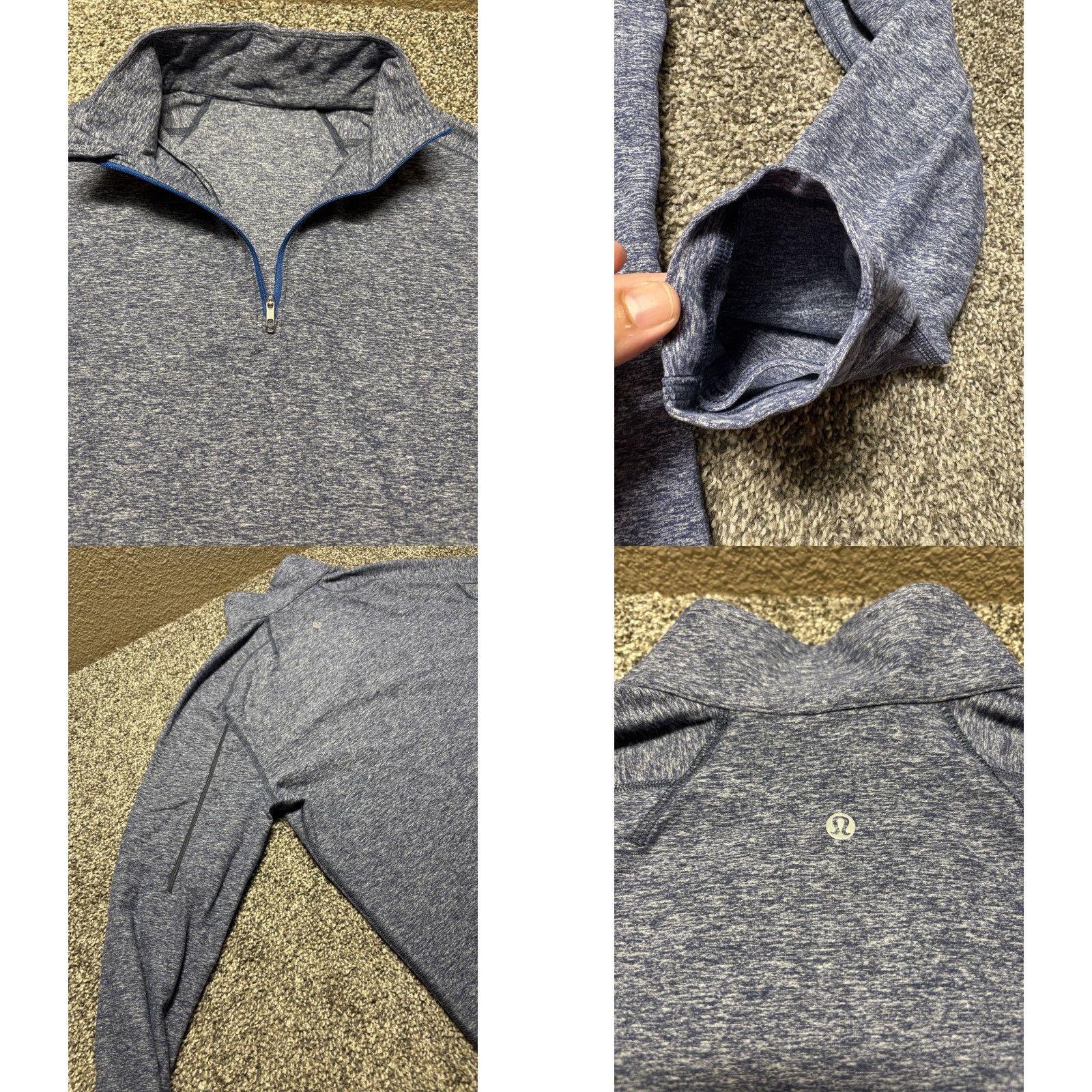 Lululemon Lululemon 1/4 Zip Pullover Mens Small Blue Heather Running Thumb Straps in Cuff Size US S / EU 44-46 / 1 - 8 Thumbnail